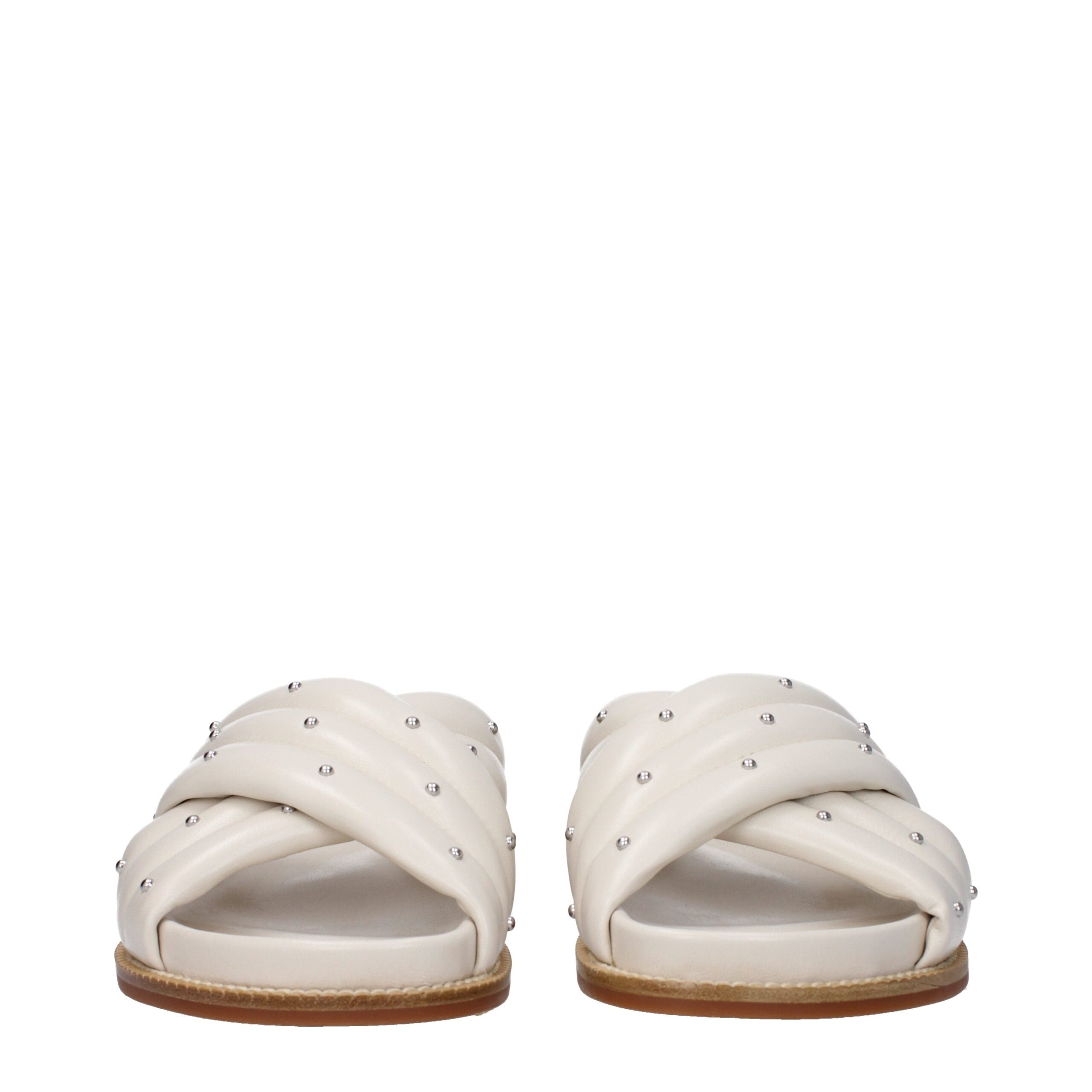 Fabiana Filippi Beige Leather Women's Slippers