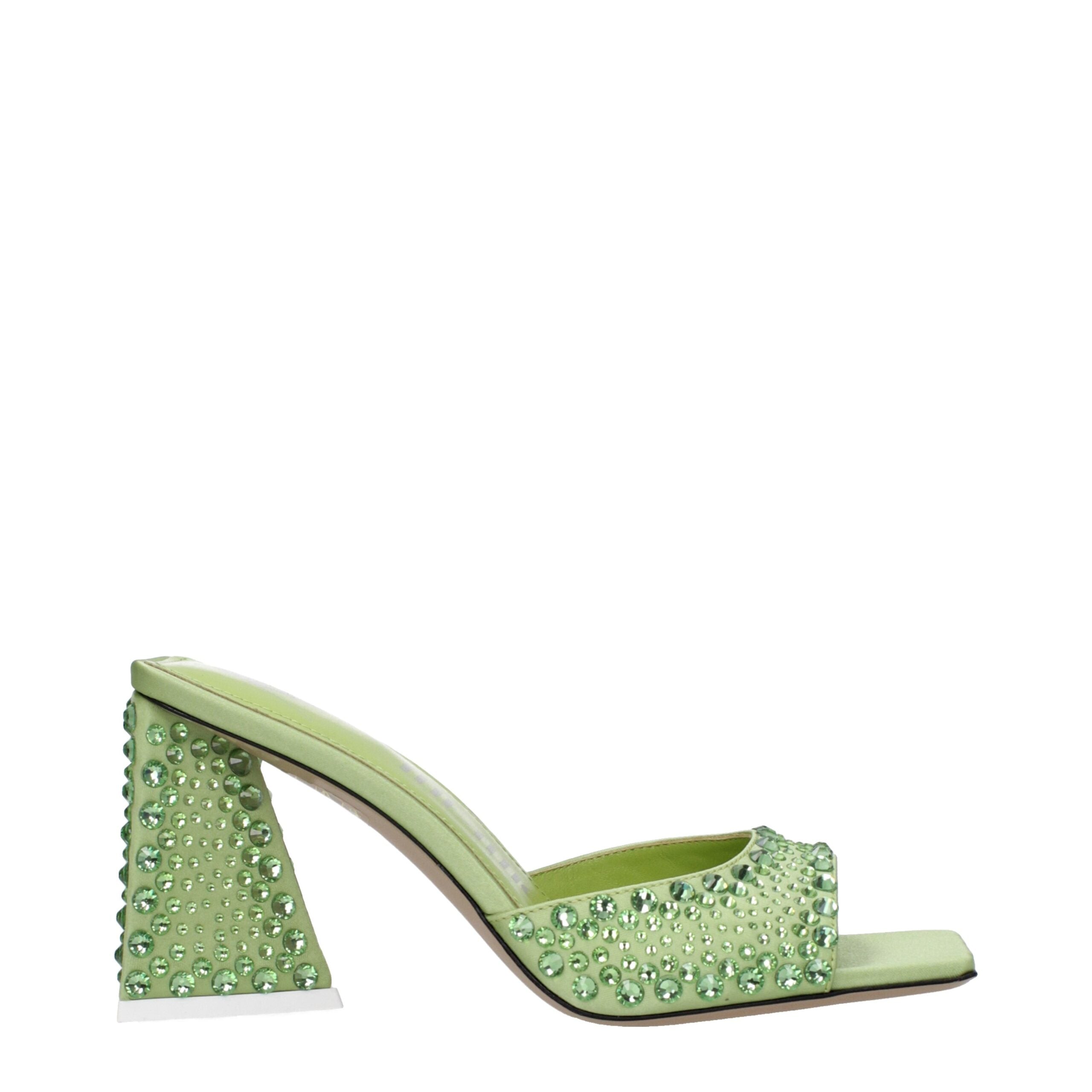 The Attico Green Satin Stiletto Heels Women's Sandals