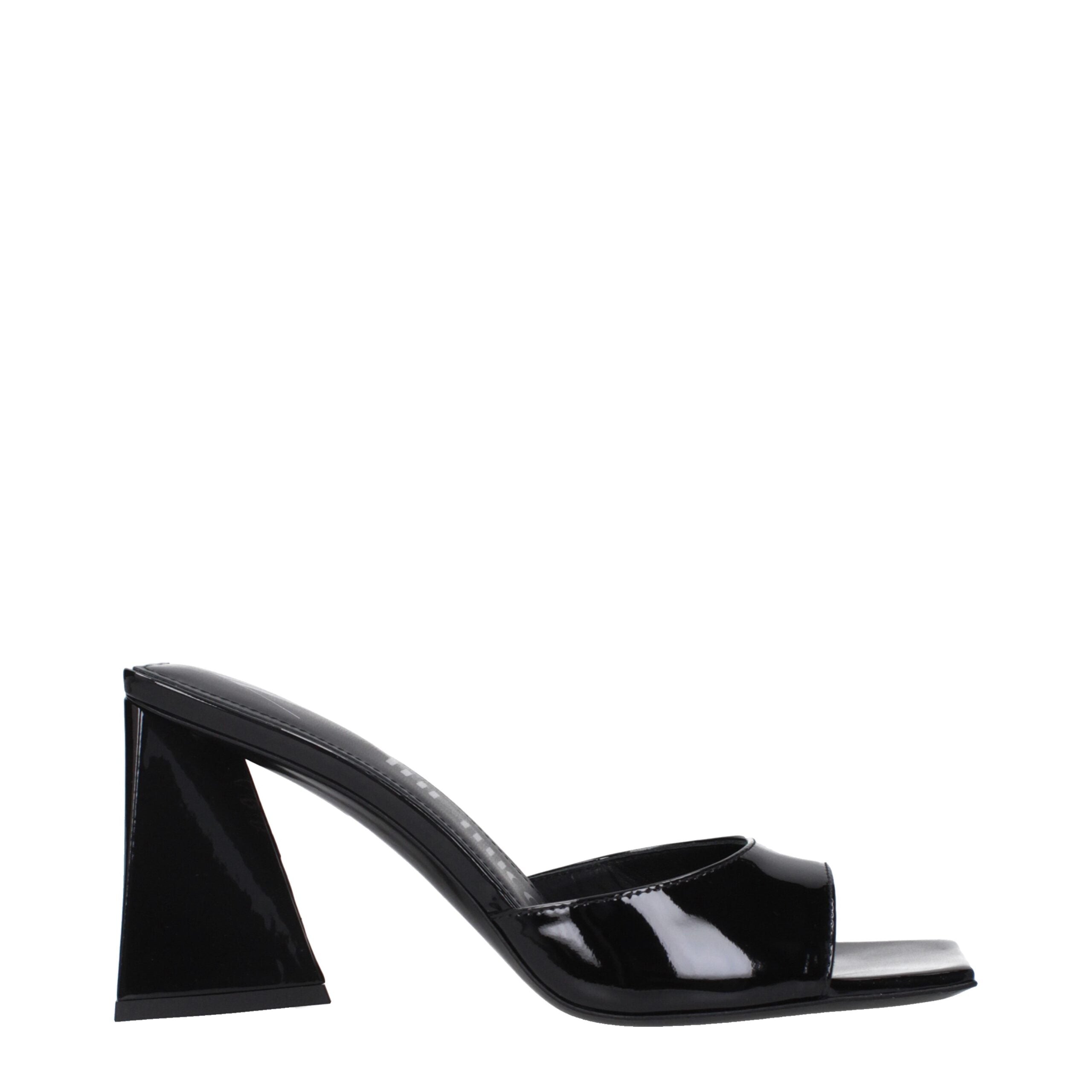The Attico Black Leather Stiletto Heel Women's Sandals