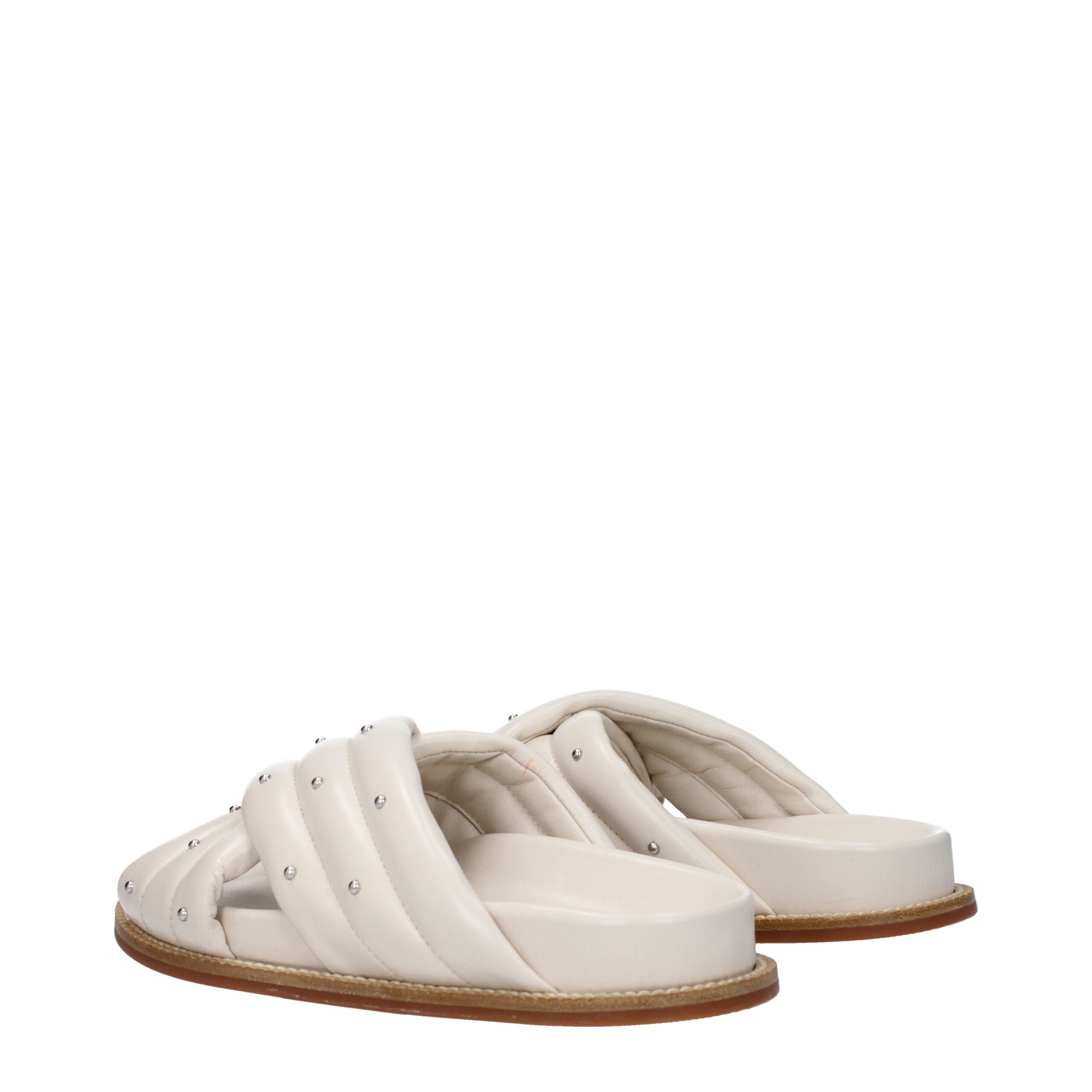 Fabiana Filippi Beige Leather Women's Slippers