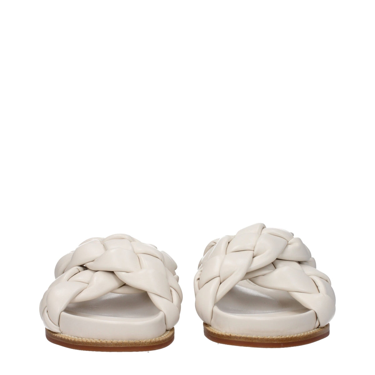 Fabiana Filippi Beige Leather Women's Slippers