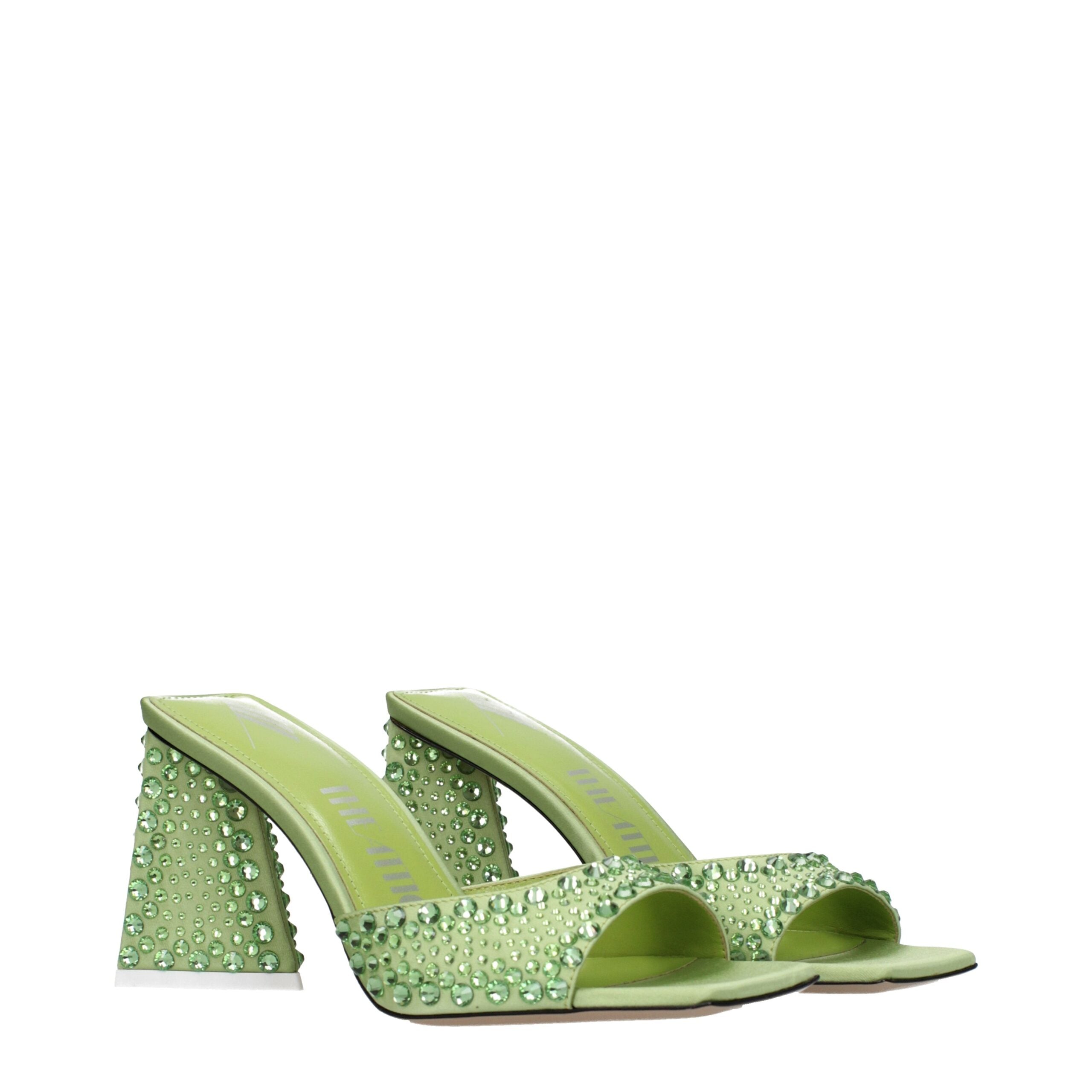 The Attico Green Satin Stiletto Heels Women's Sandals