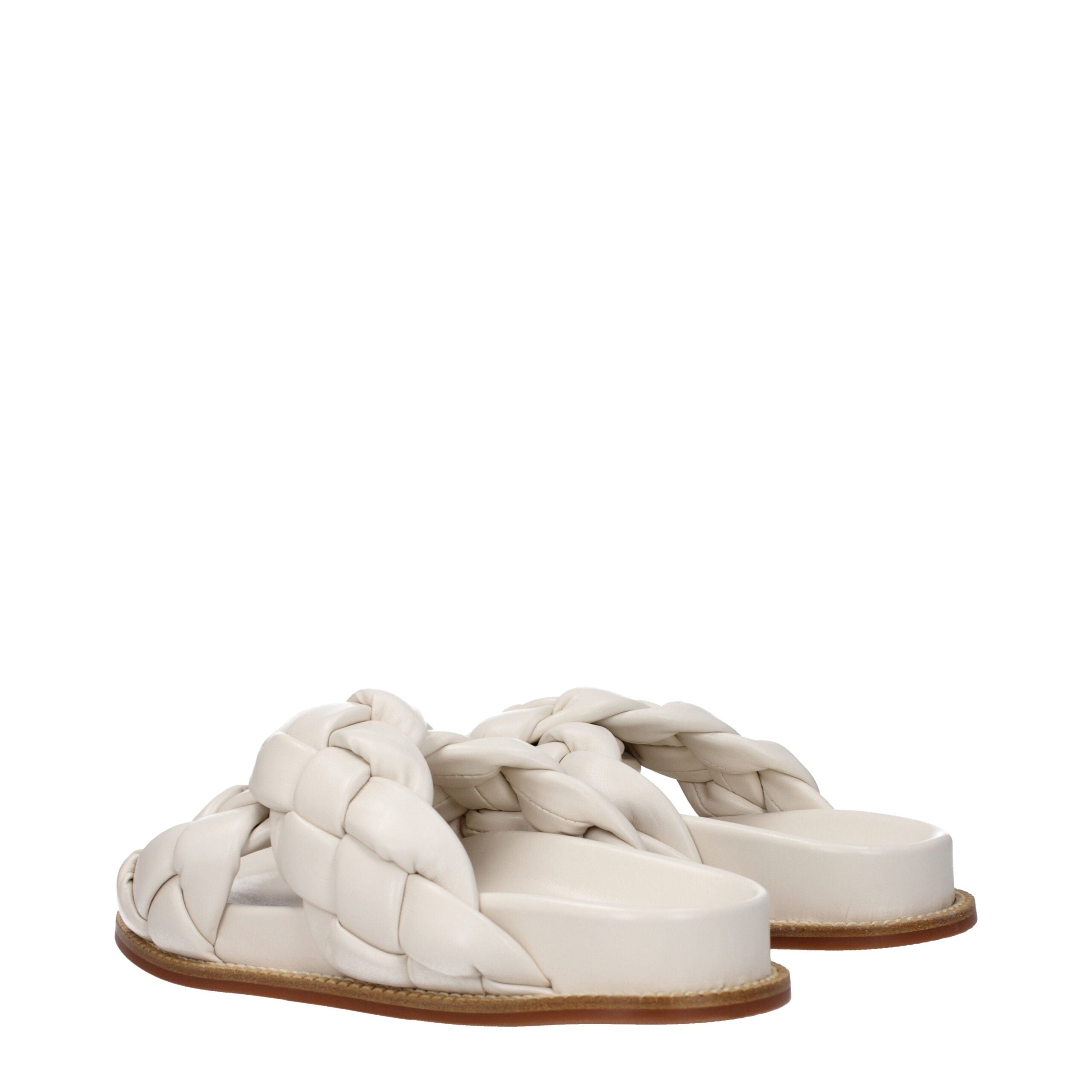 Fabiana Filippi Beige Leather Women's Slippers