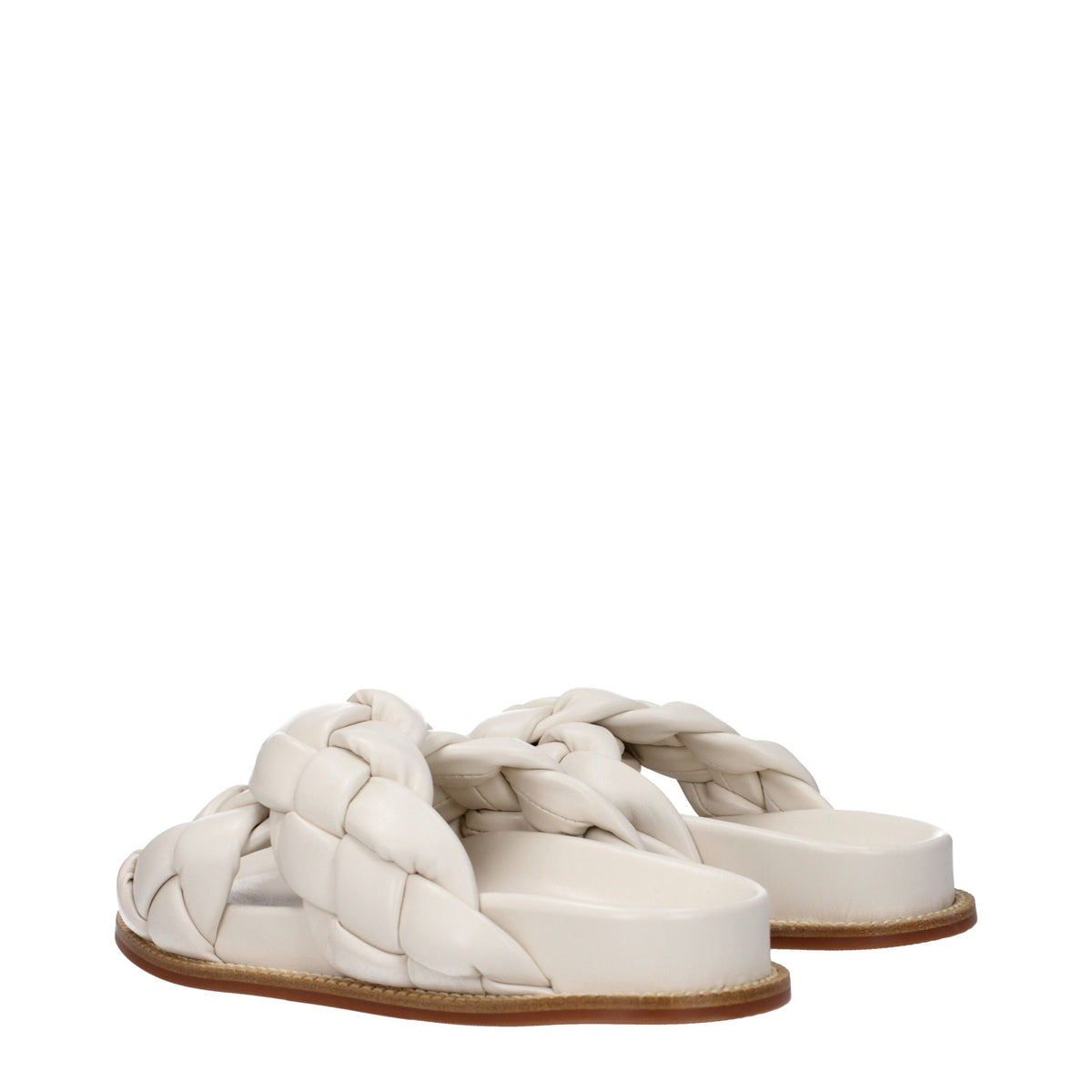 Fabiana Filippi Beige Leather Women's Slippers