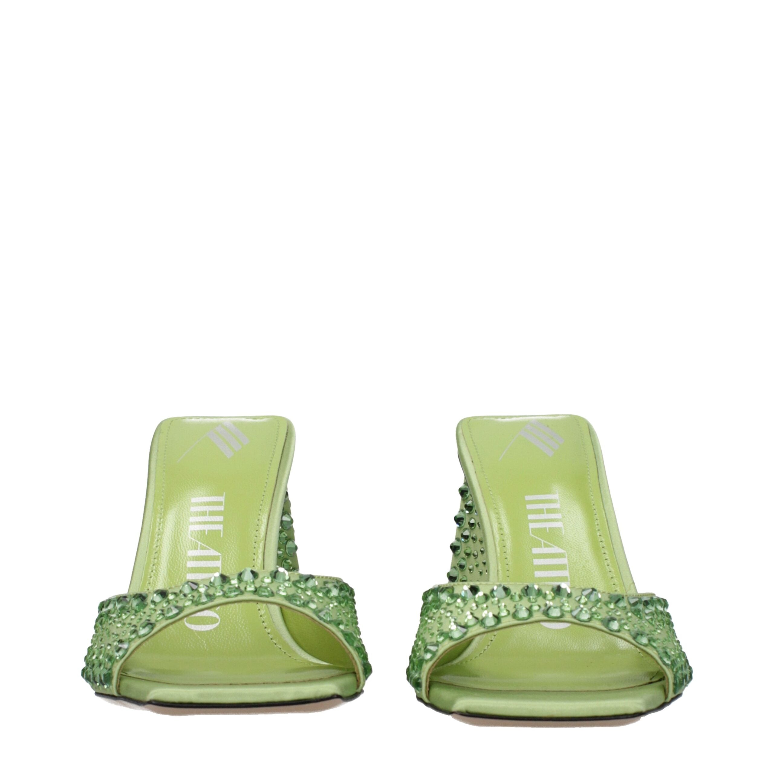 The Attico Green Satin Stiletto Heels Women's Sandals
