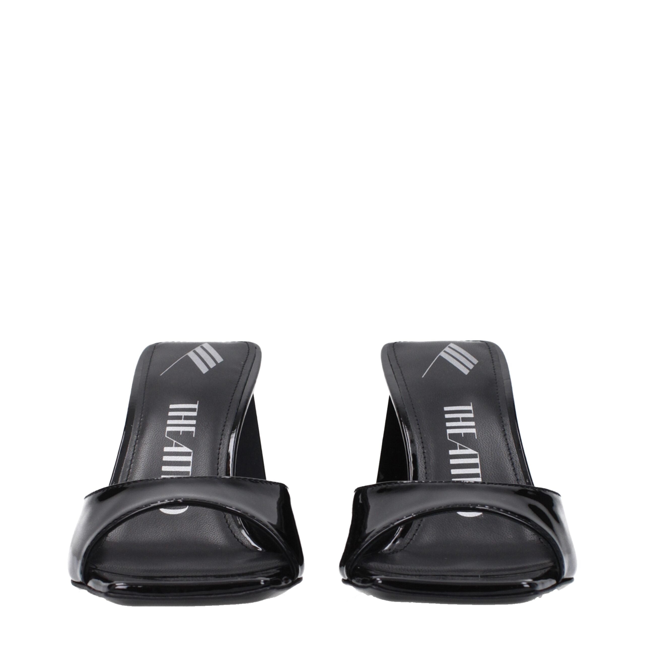 The Attico Black Leather Stiletto Heels Women's Sandals