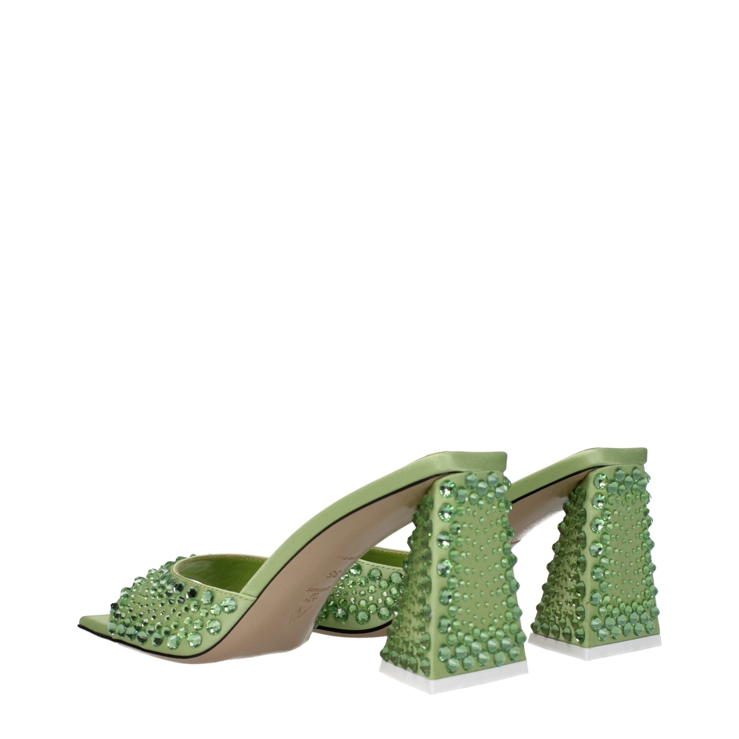 The Attico Green Satin Stiletto Heels Women's Sandals
