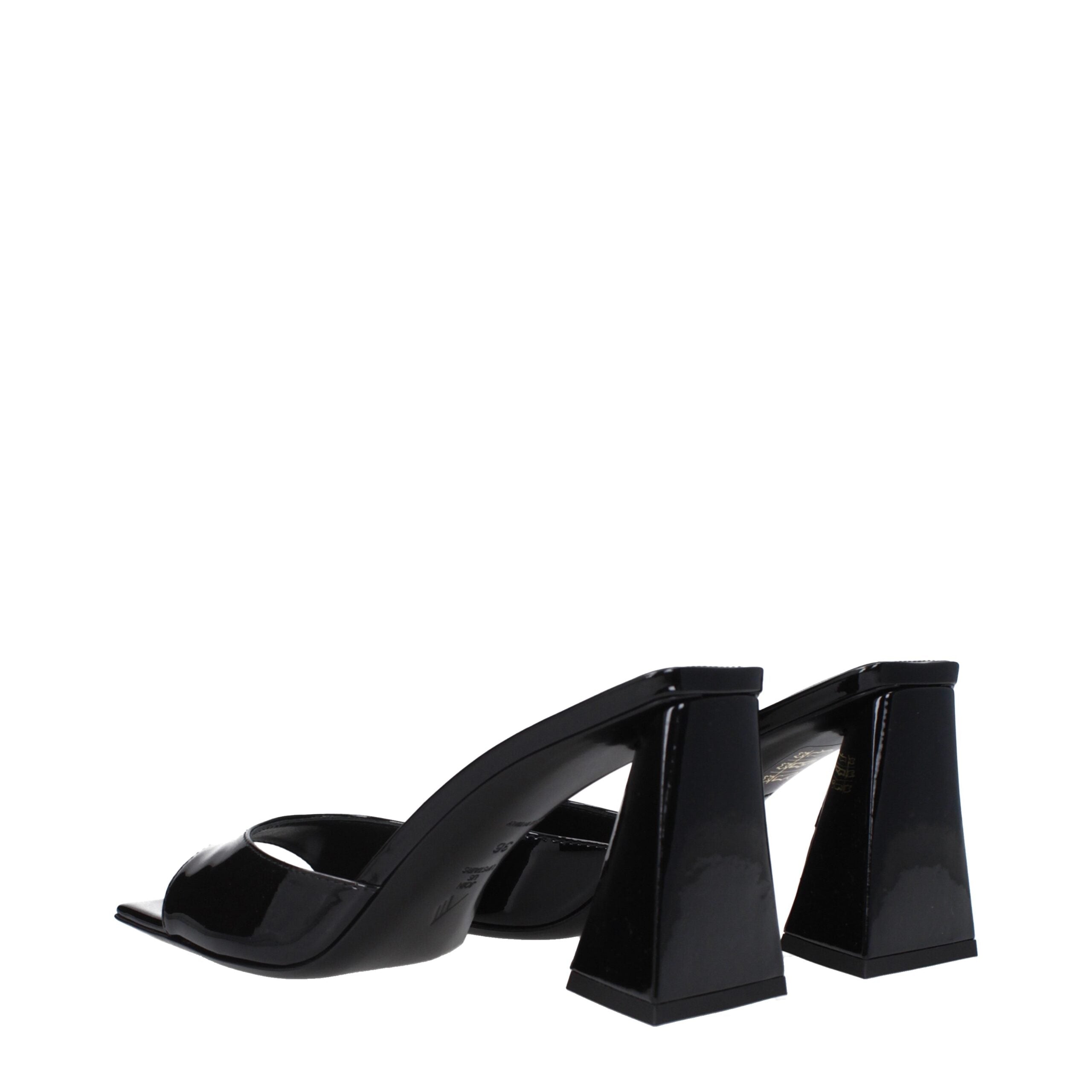 The Attico Black Leather Stiletto Heels Women's Sandals