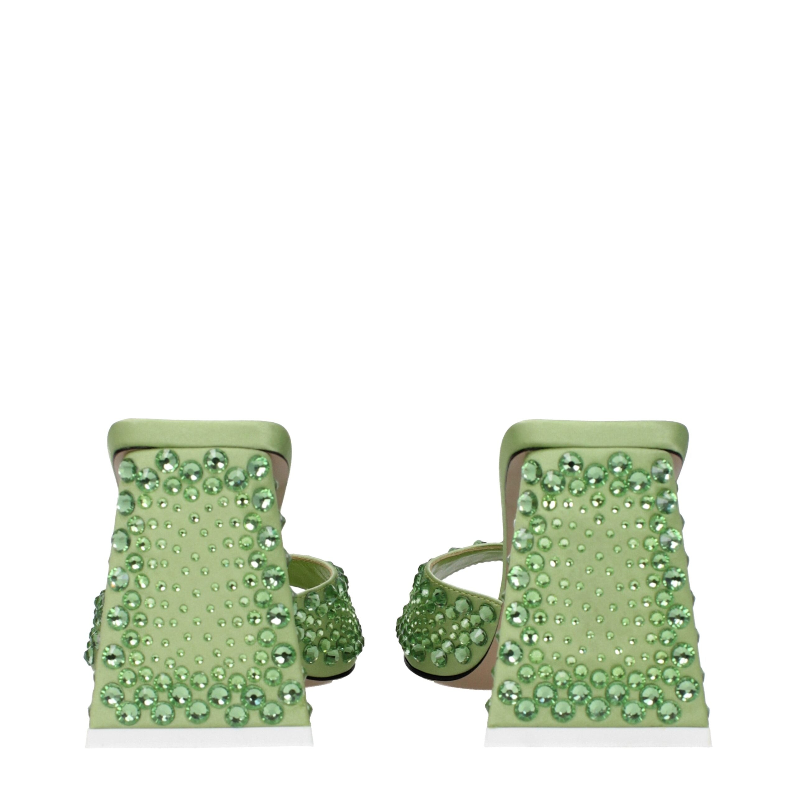 The Attico Green Satin Stiletto Heels Women's Sandals