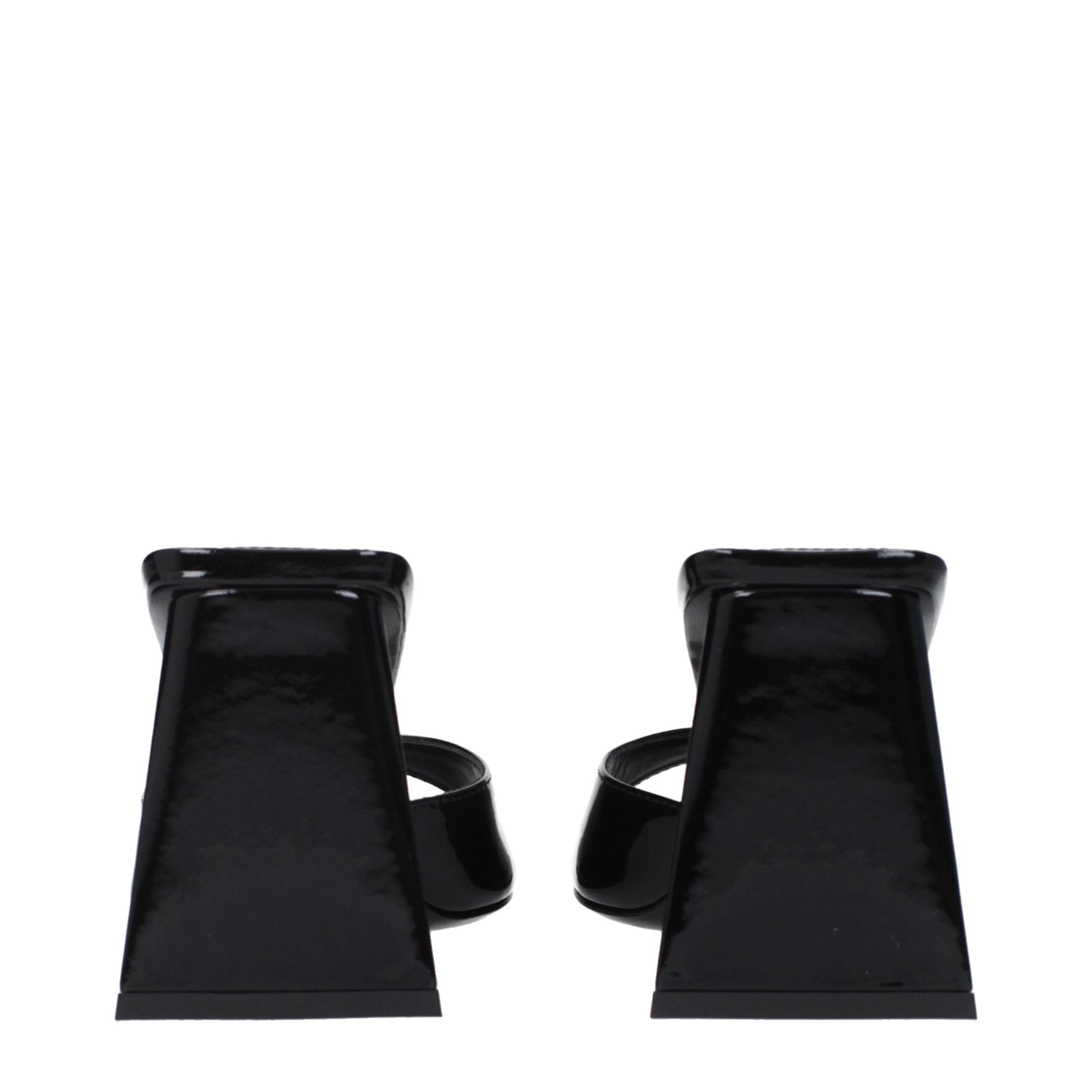 The Attico Black Leather Stiletto Heels Women's Sandals