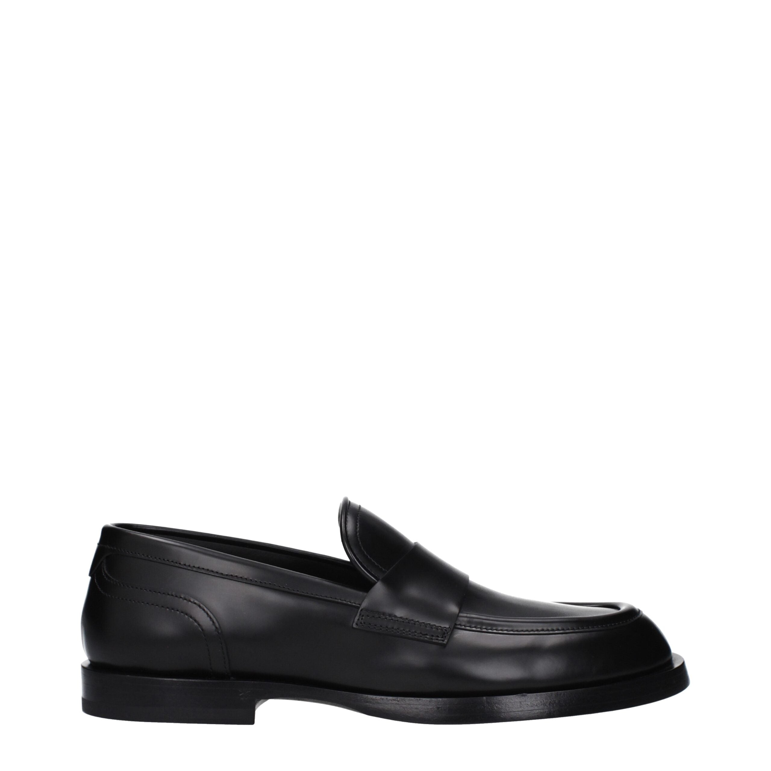 Dolce & Gabbana Black Leather Slip-On Men's Loafers