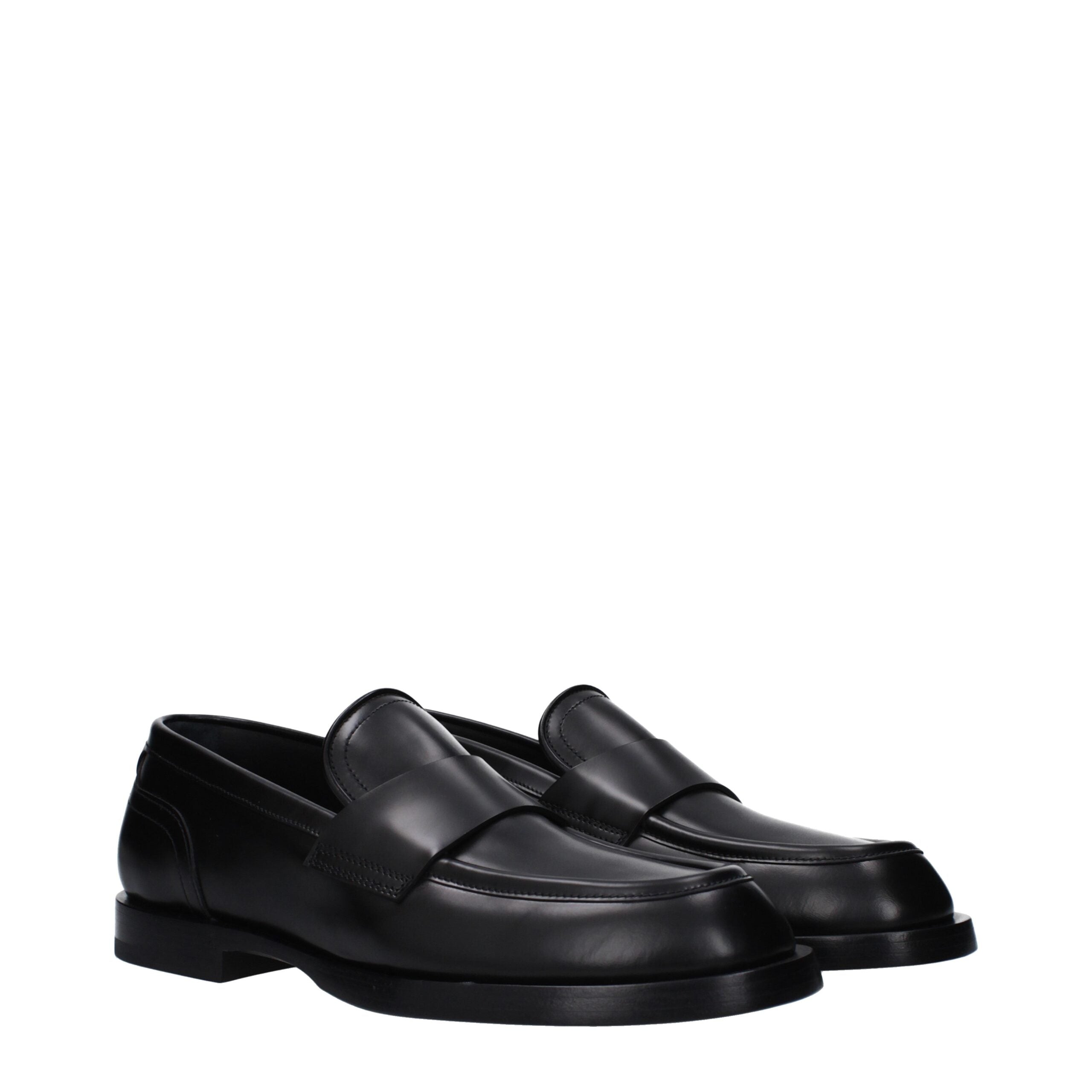 Dolce & Gabbana Black Leather Slip-On Men's Loafers