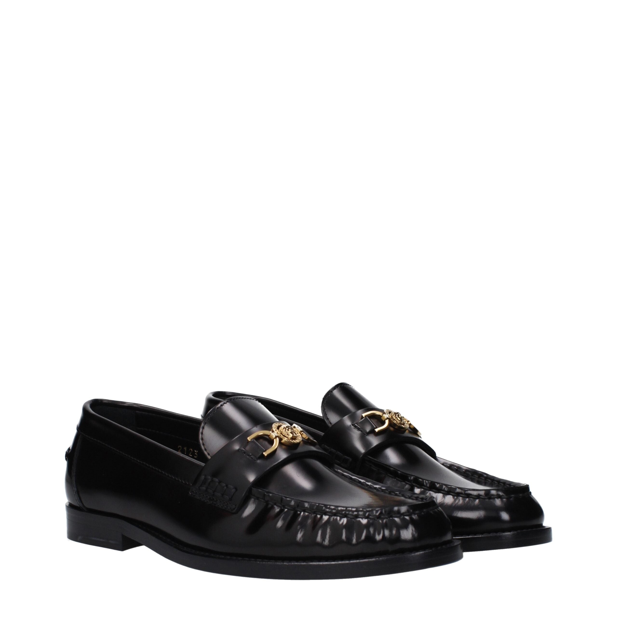 Versace Black Leather Slip-On Women's Loafers