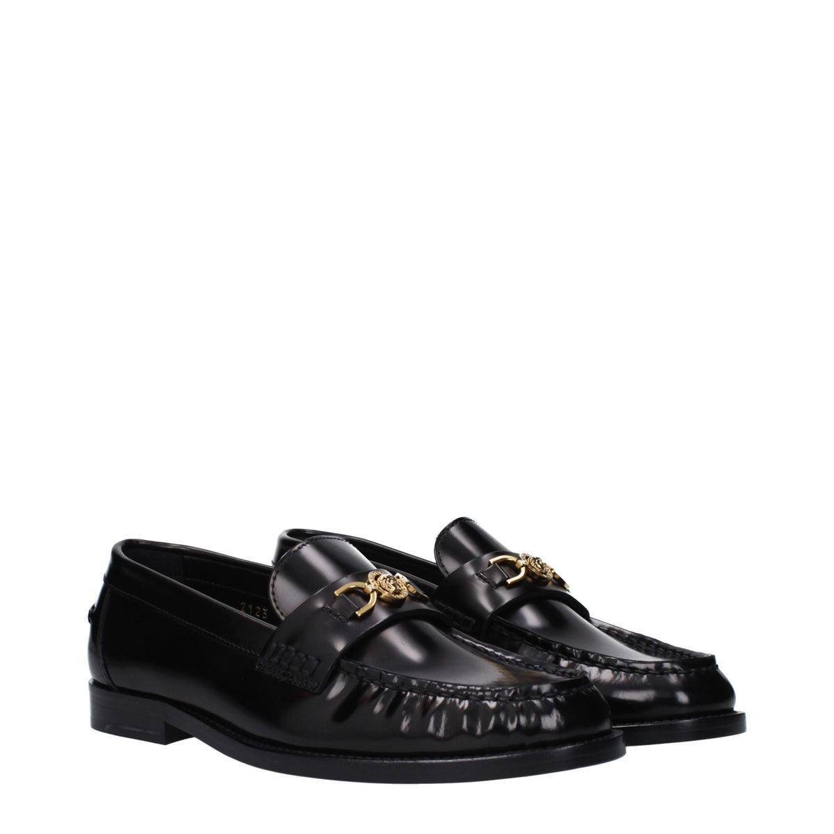 Versace Black Leather Slip-On Women's Loafers