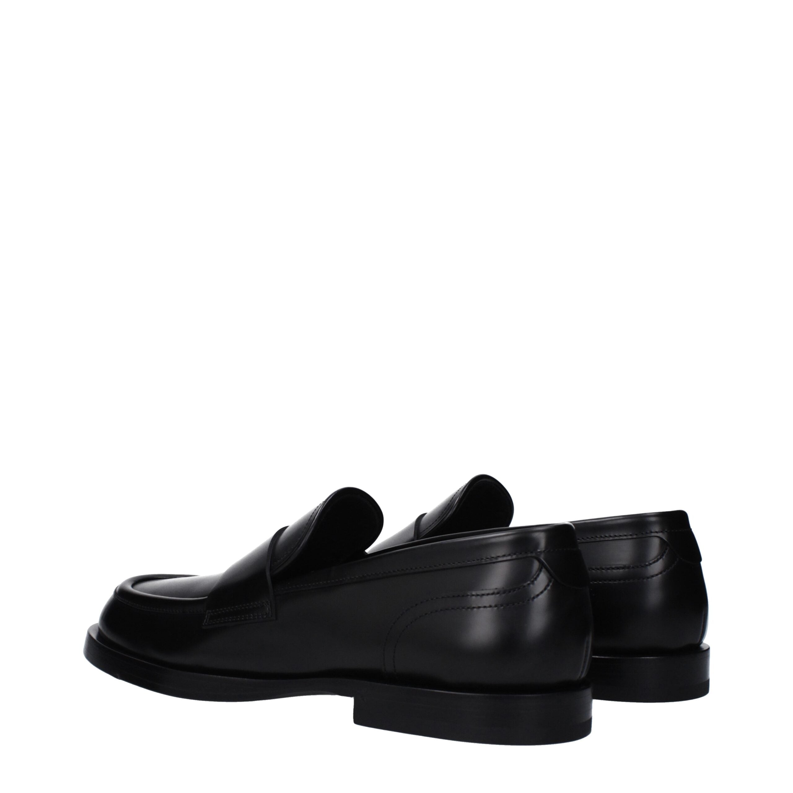 Dolce & Gabbana Black Leather Slip-On Men's Loafers