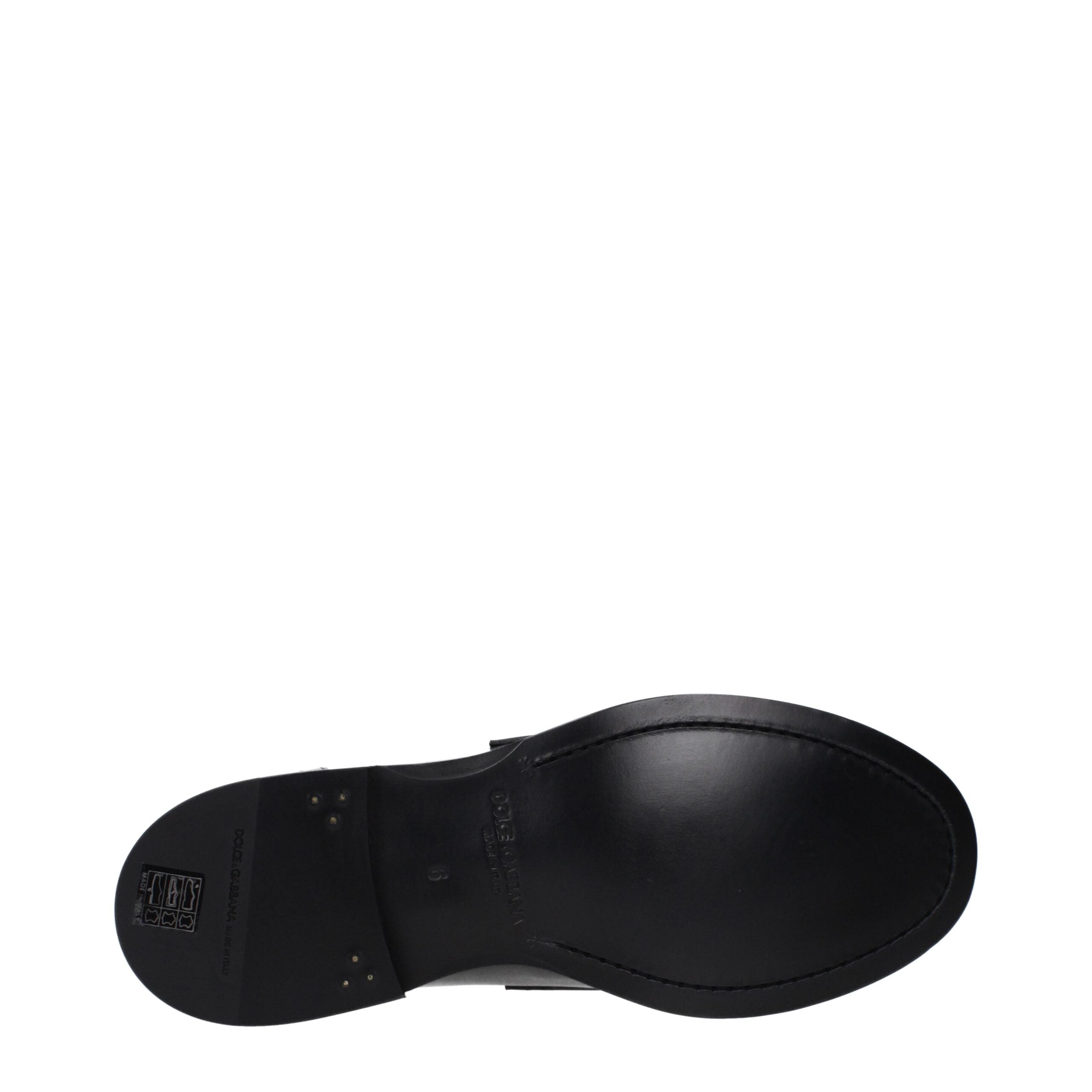 Dolce & Gabbana Black Leather Slip-On Men's Loafers
