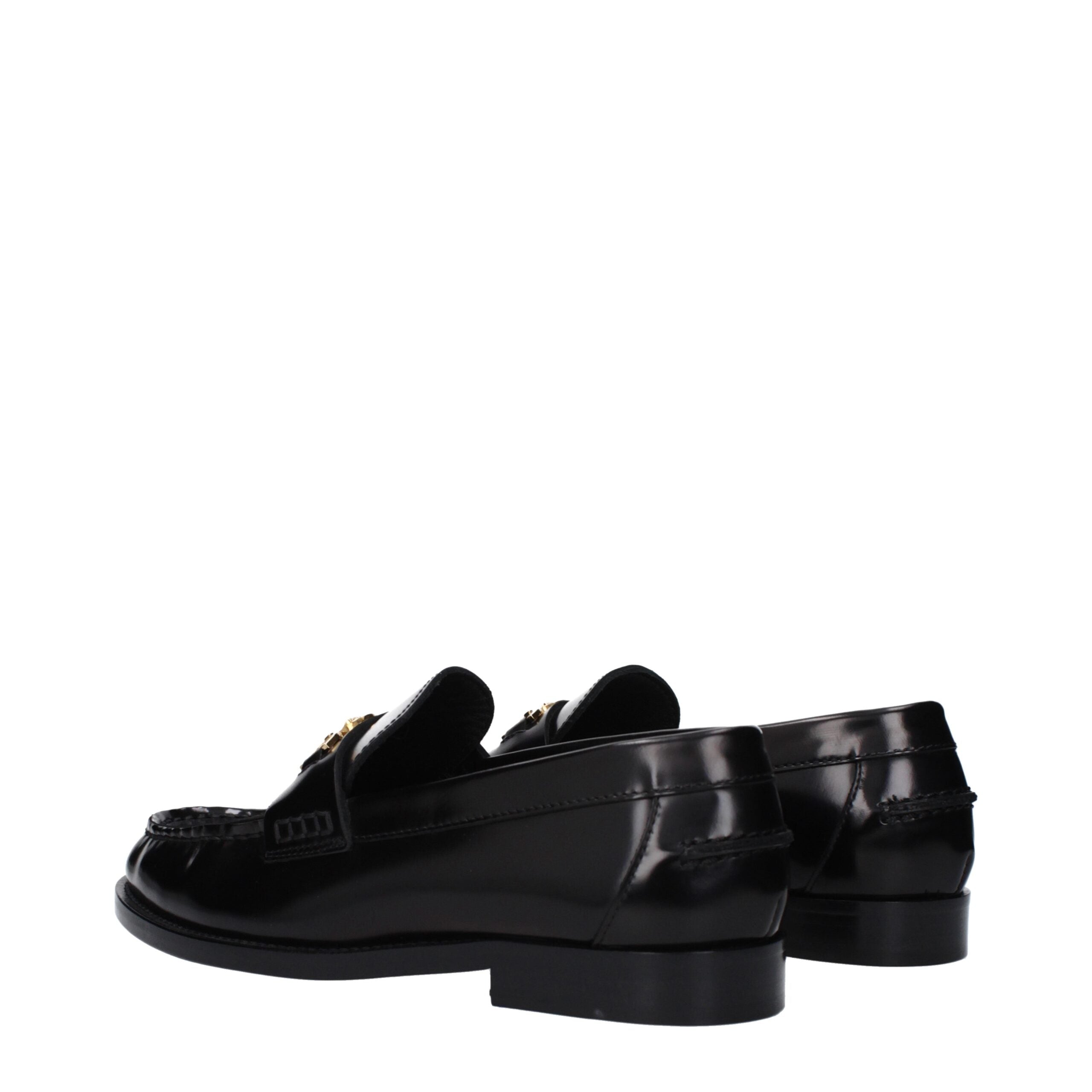Versace Black Leather Slip-On Women's Loafers