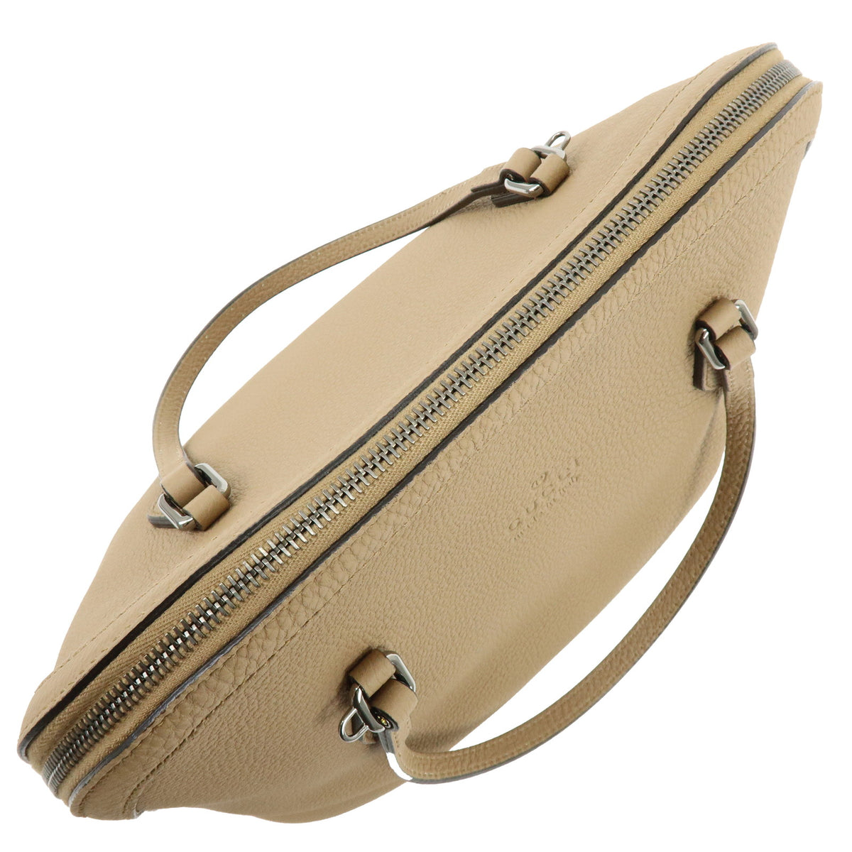 Gucci Lady Dollar Dome Satchel Leather Beige Leather Handbag (Pre-Owned)