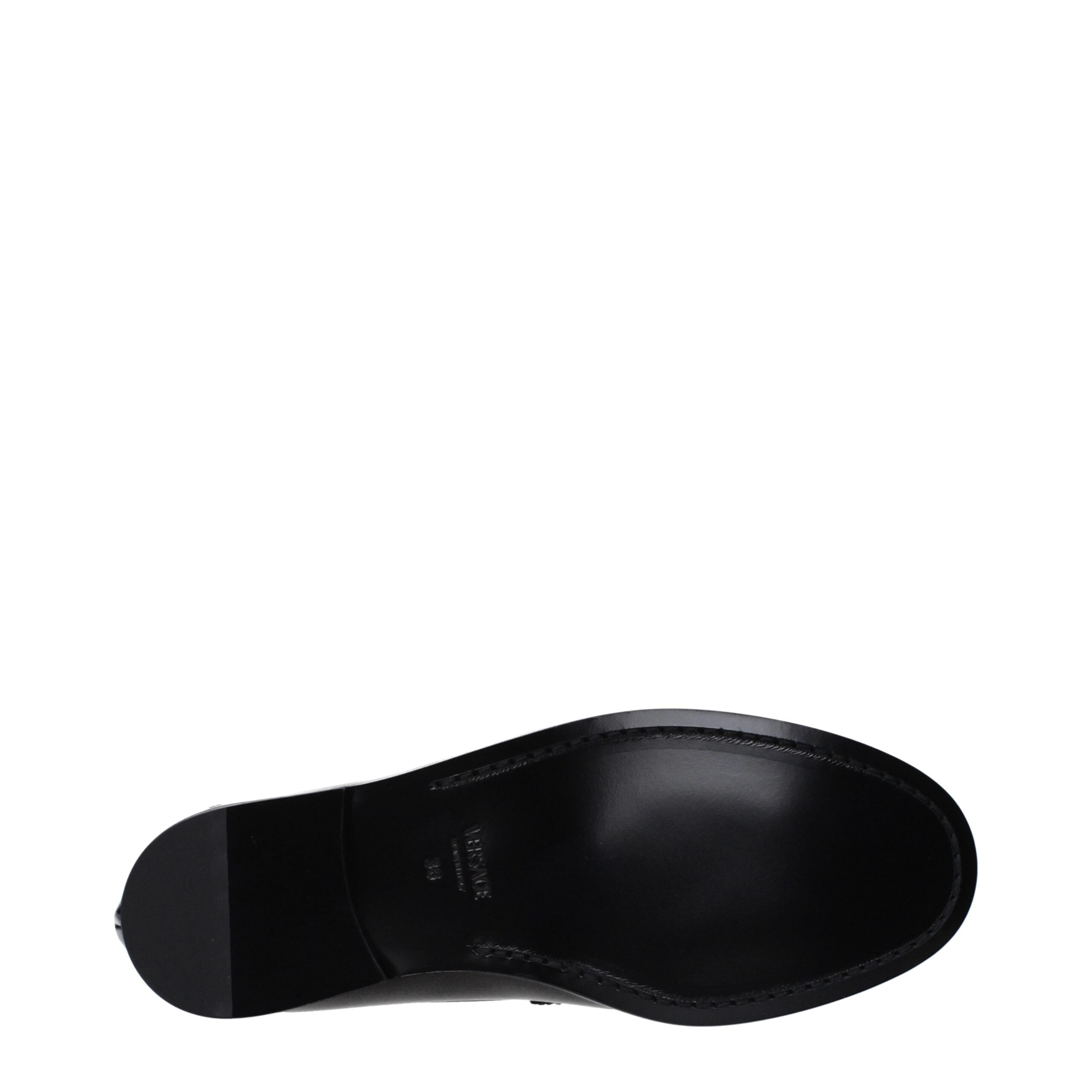 Versace Black Leather Slip-On Women's Loafers