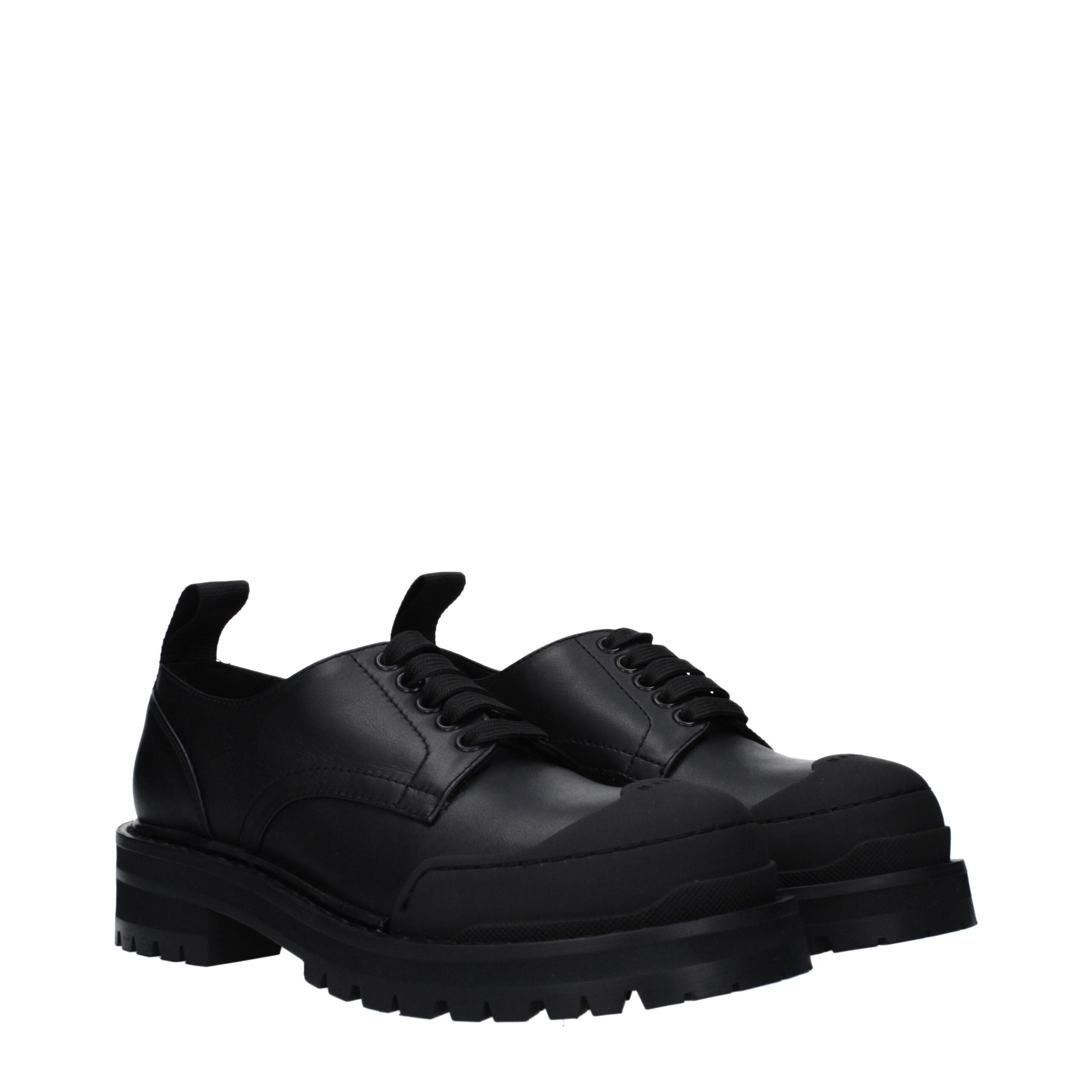 Marni Black Leather Oxfords And Women's Derbies