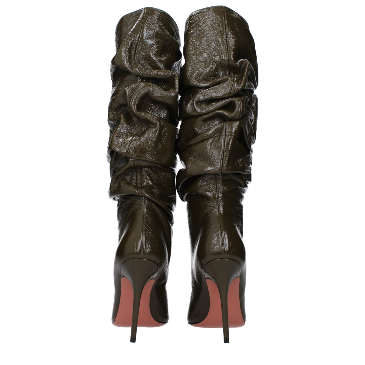 Amina Muaddi Green Leather High Heel Women's Boots