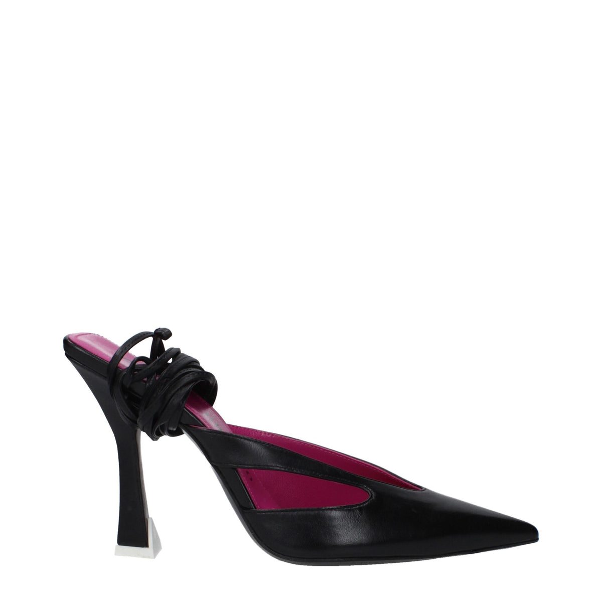 The Attico Black Leather Stiletto Heel Women's Sandals