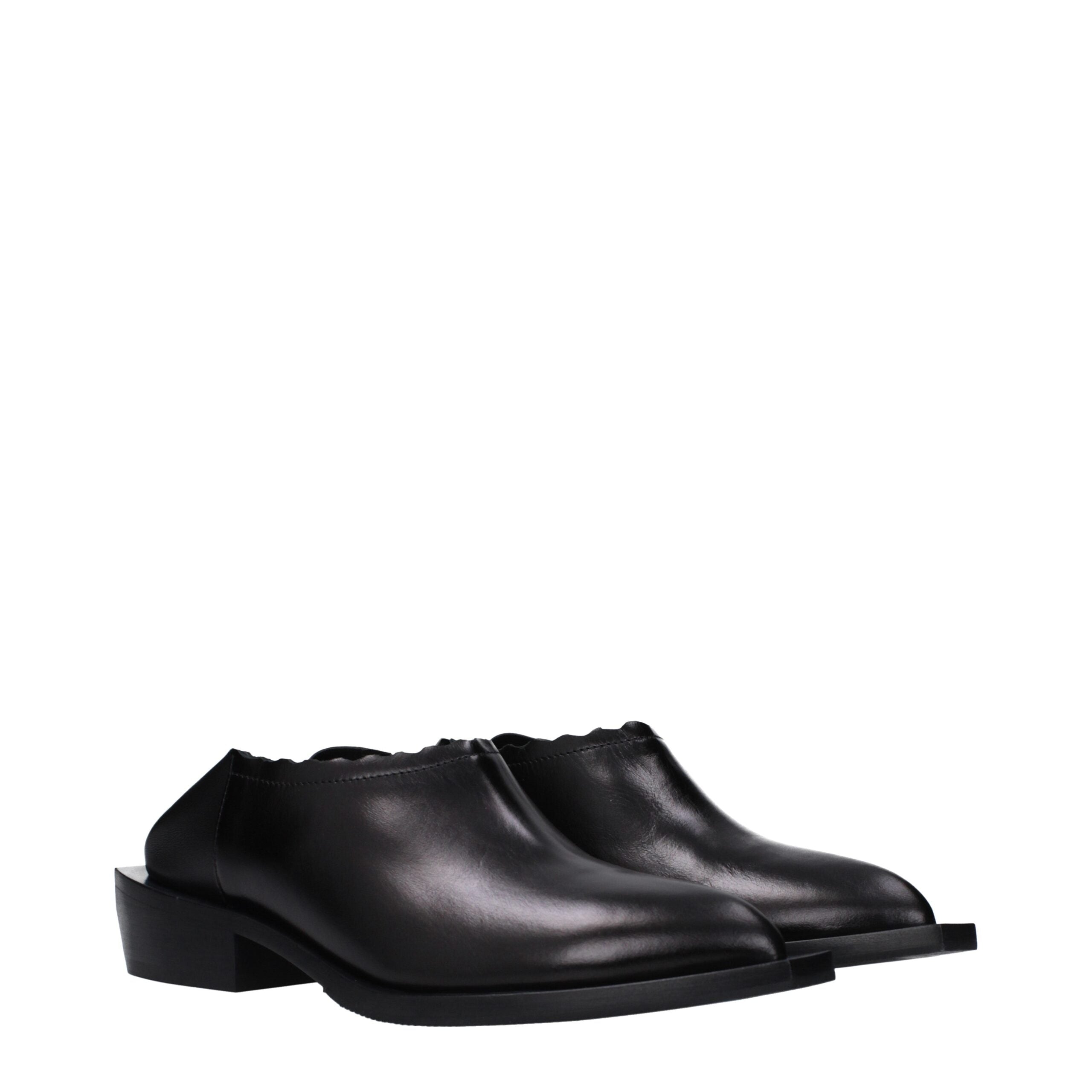 Moschino Black Leather Women's Mules