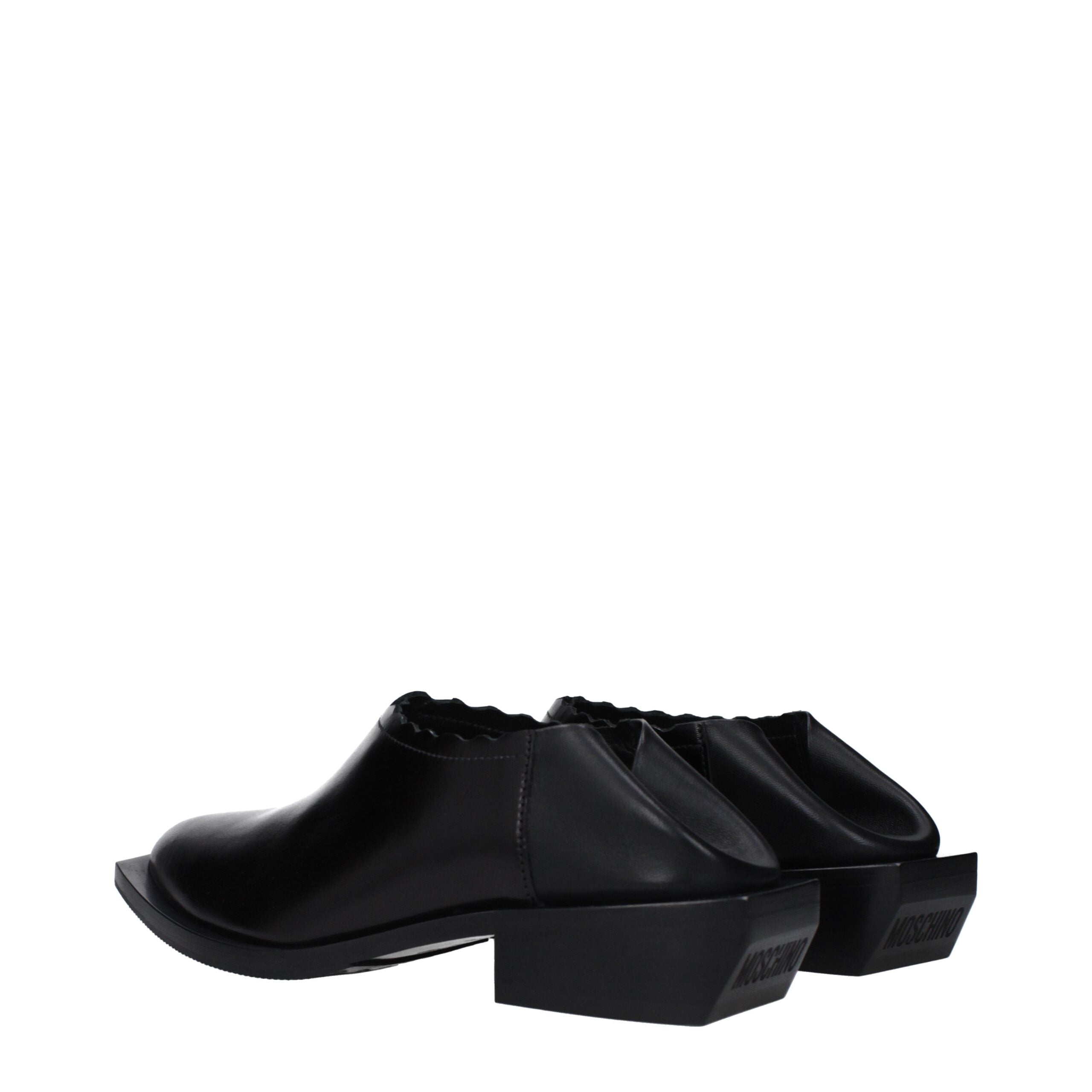 Moschino Black Leather Women's Mules