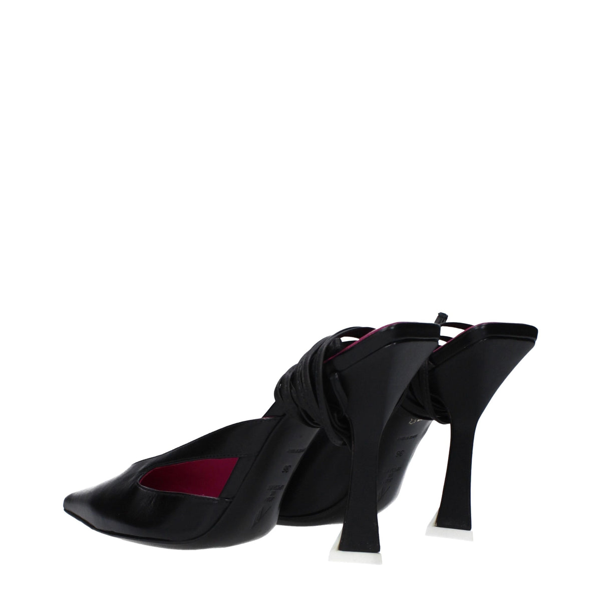 The Attico Black Leather Stiletto Heel Women's Sandals