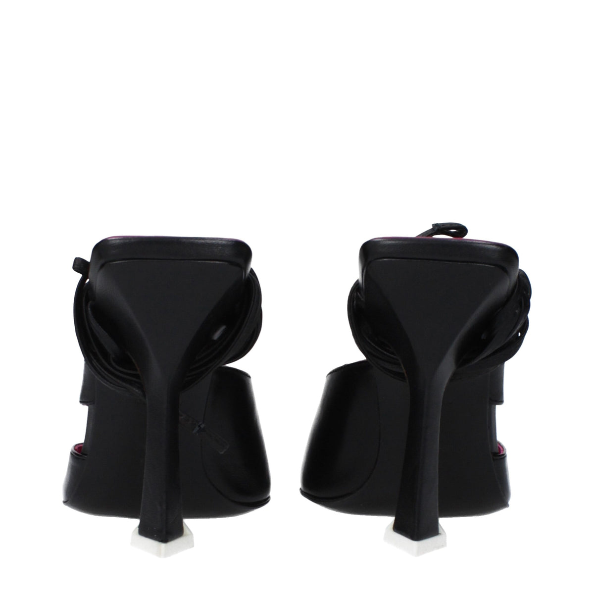 The Attico Black Leather Stiletto Heel Women's Sandals