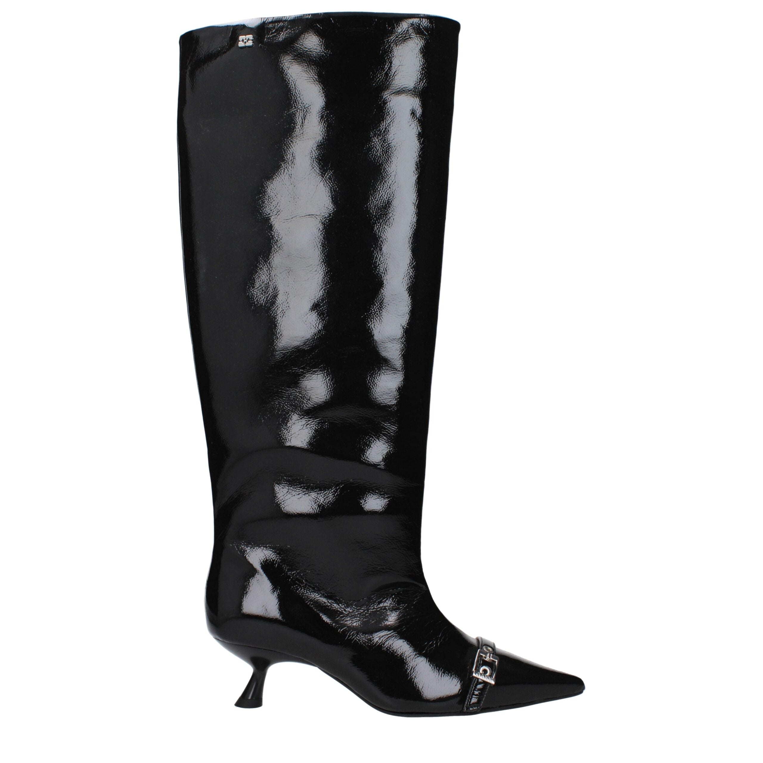 Ganni Black Leather Women's Boots