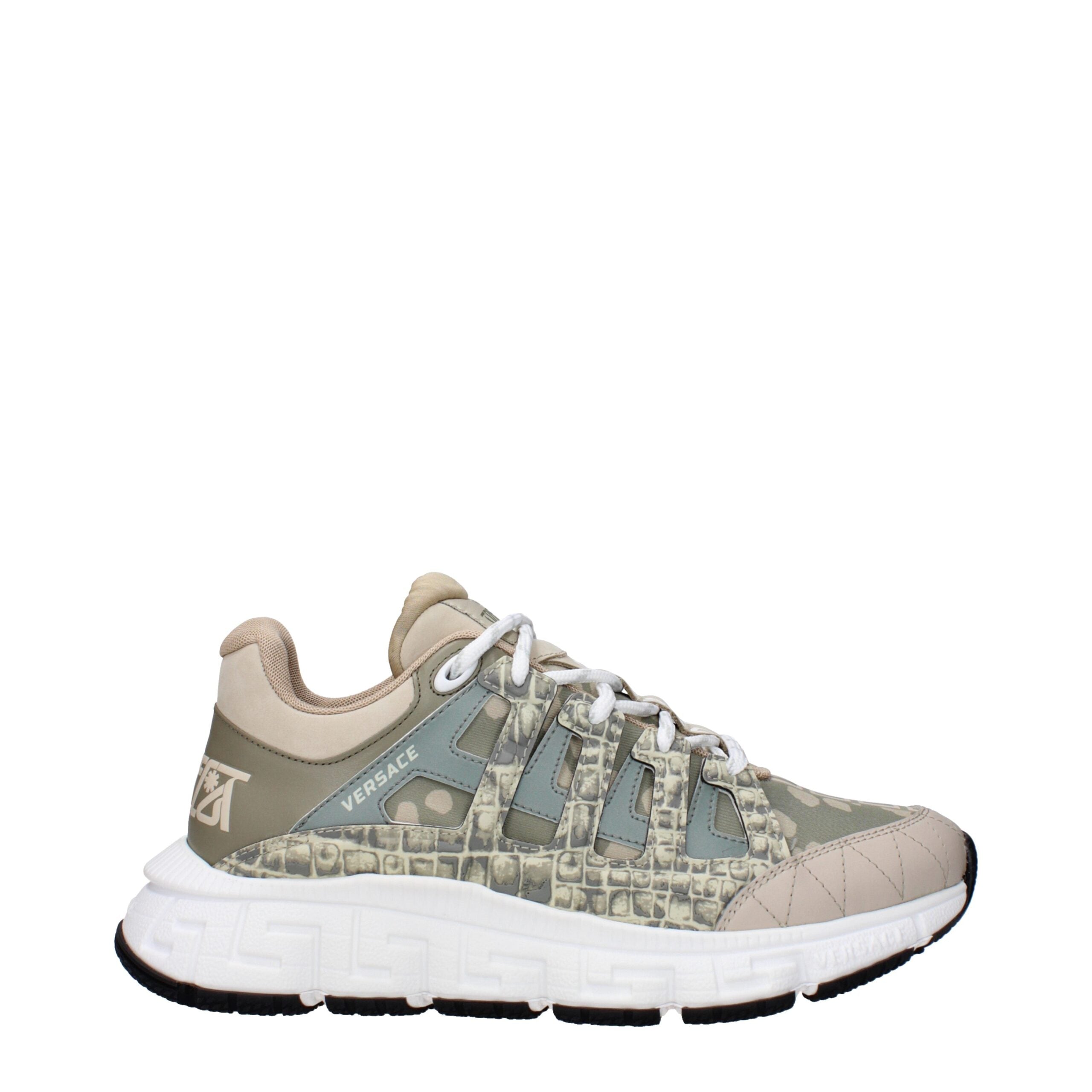 Versace Green Fabric Low Top Men's Sneakers