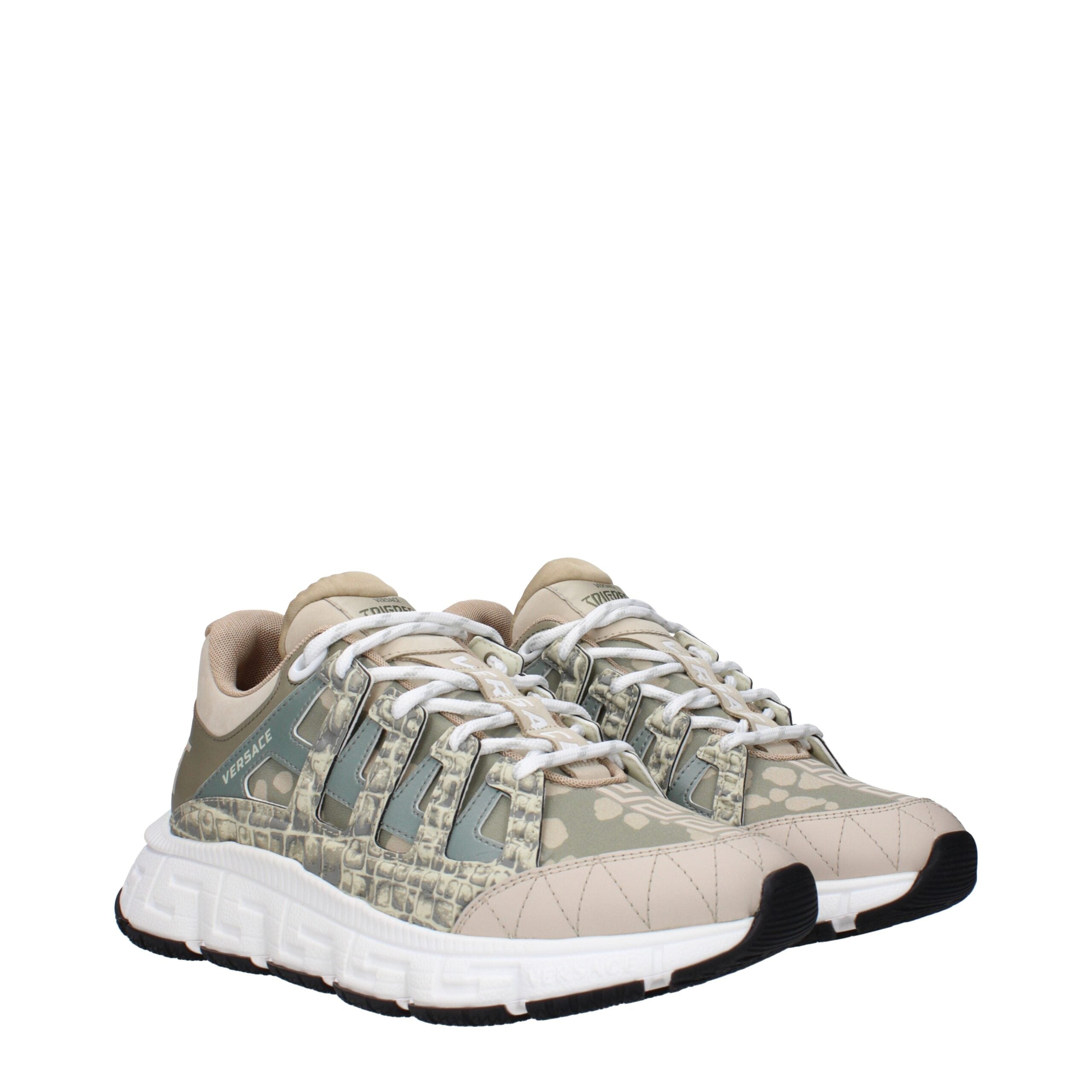 Versace Green Fabric Low Top Men's Sneakers