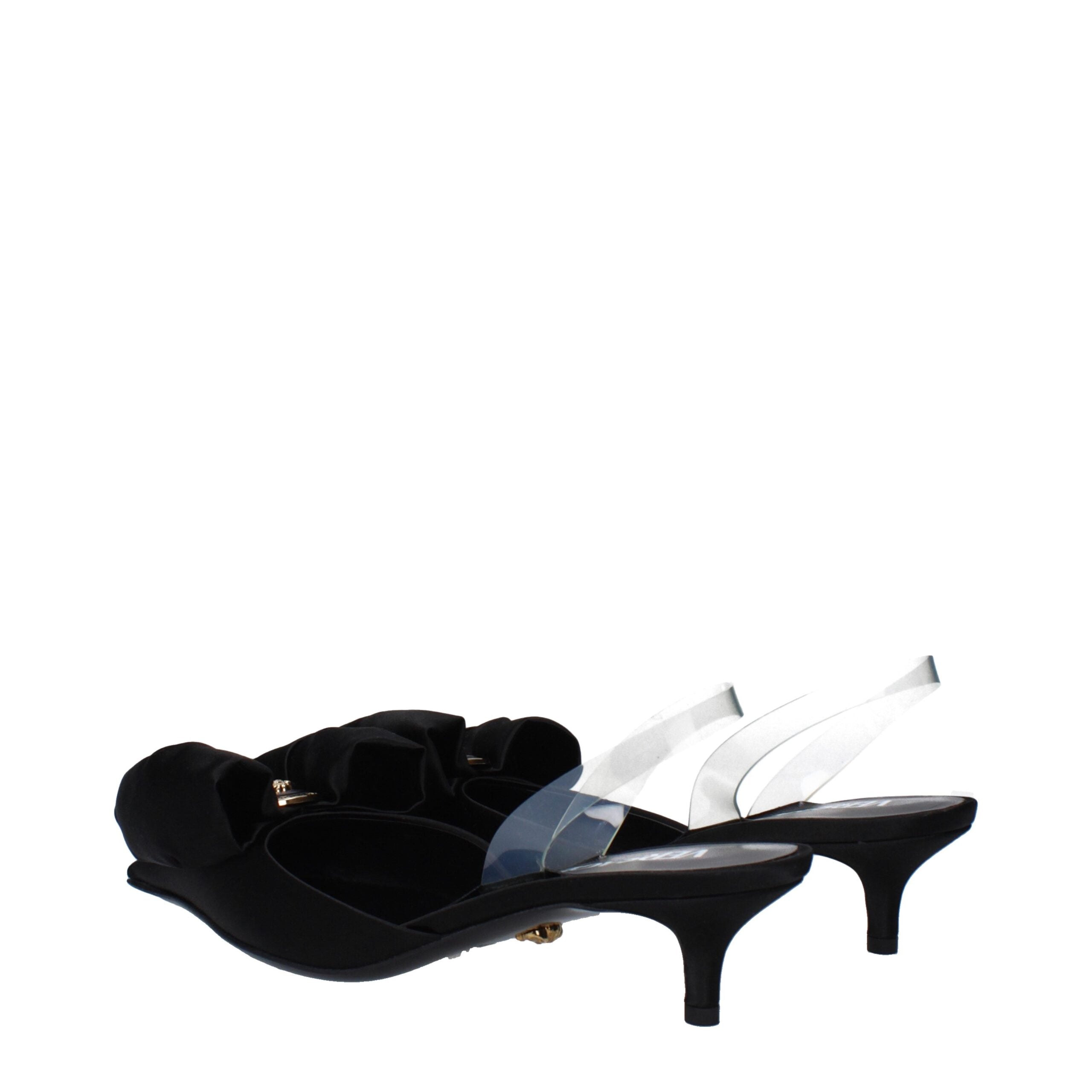 Versace Black Satin Flat Women's Sandals