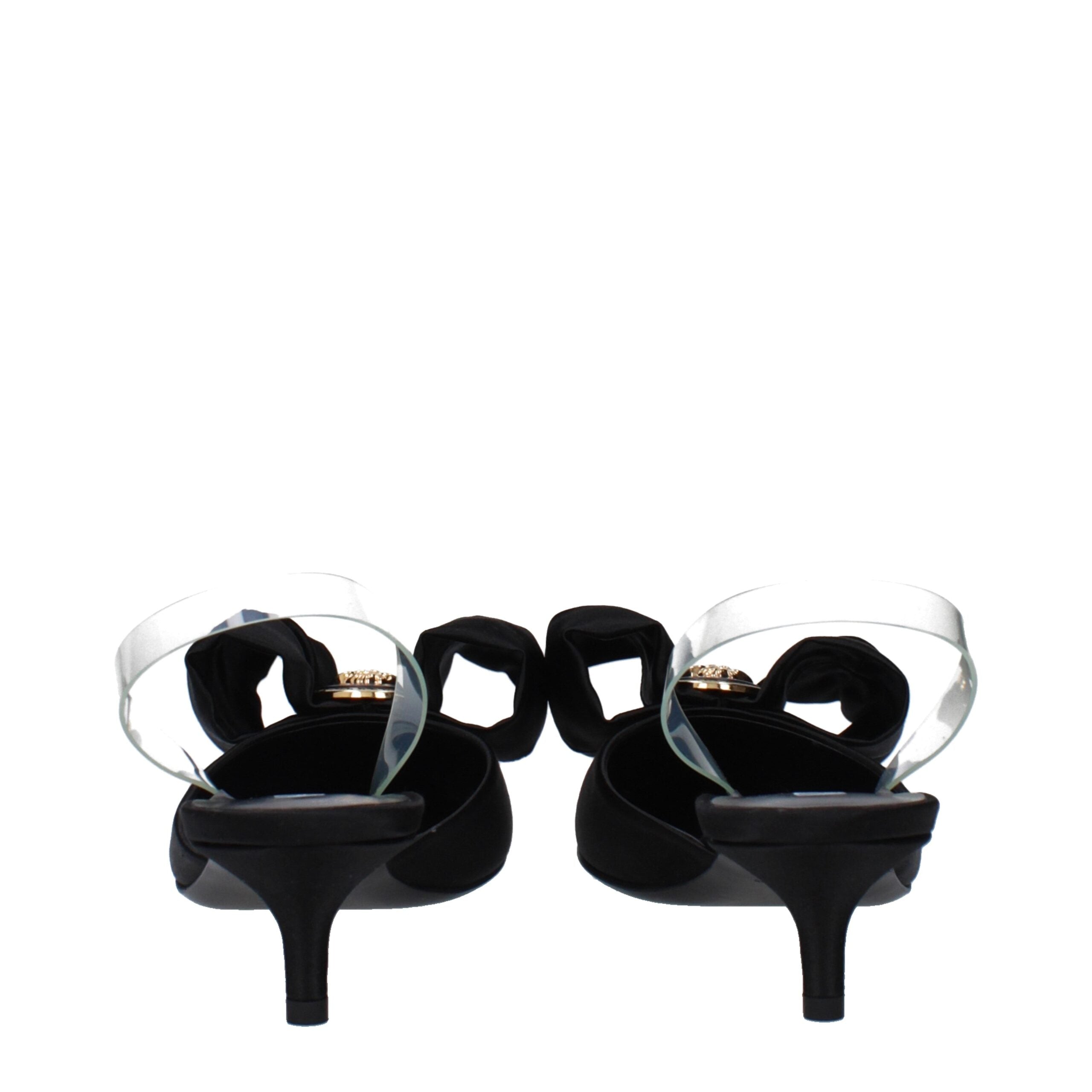 Versace Black Satin Flat Women's Sandals