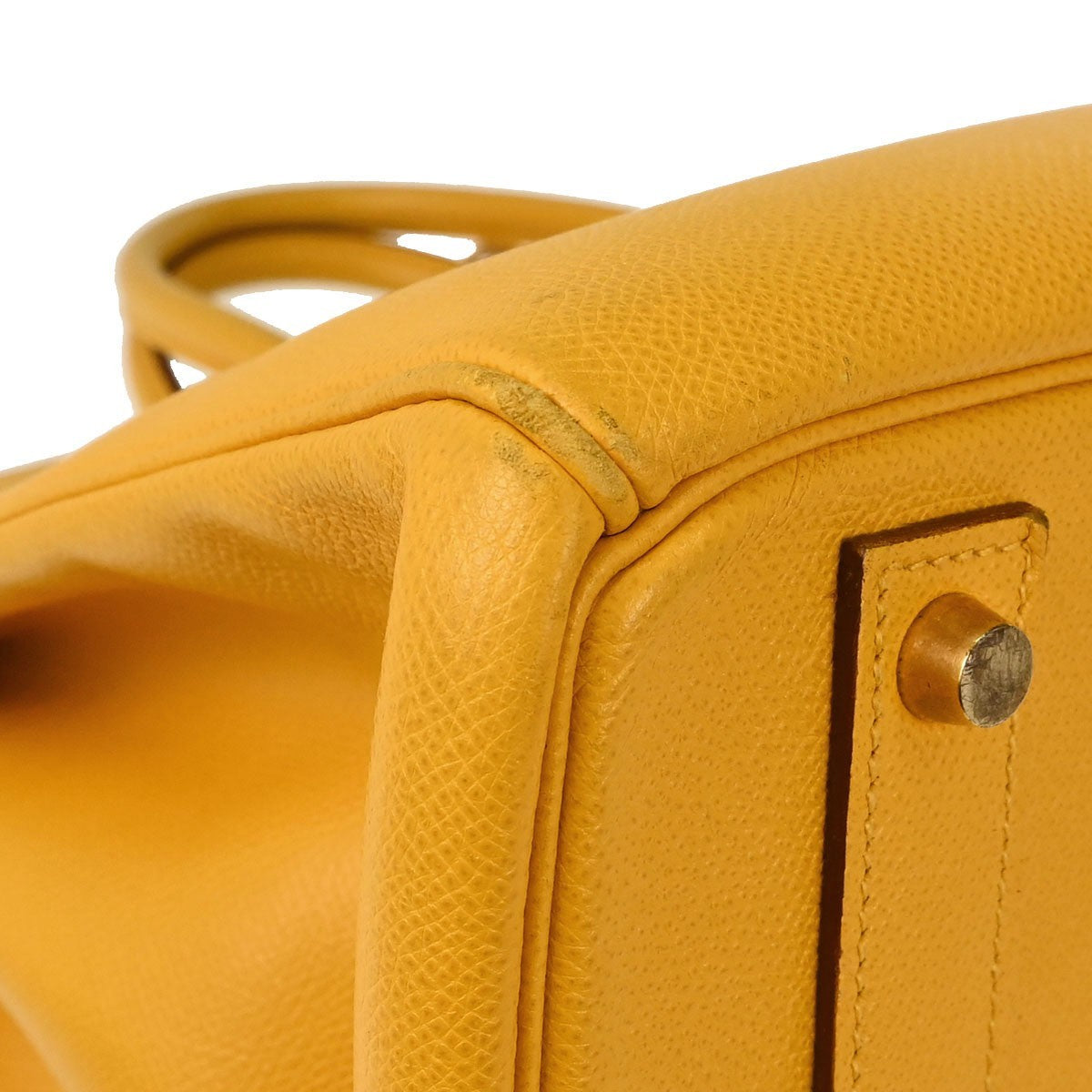 Hermes Birkin Yellow Courchevel With Gold Hardware Yellow Calfskin Handbag (Pre-Owned)