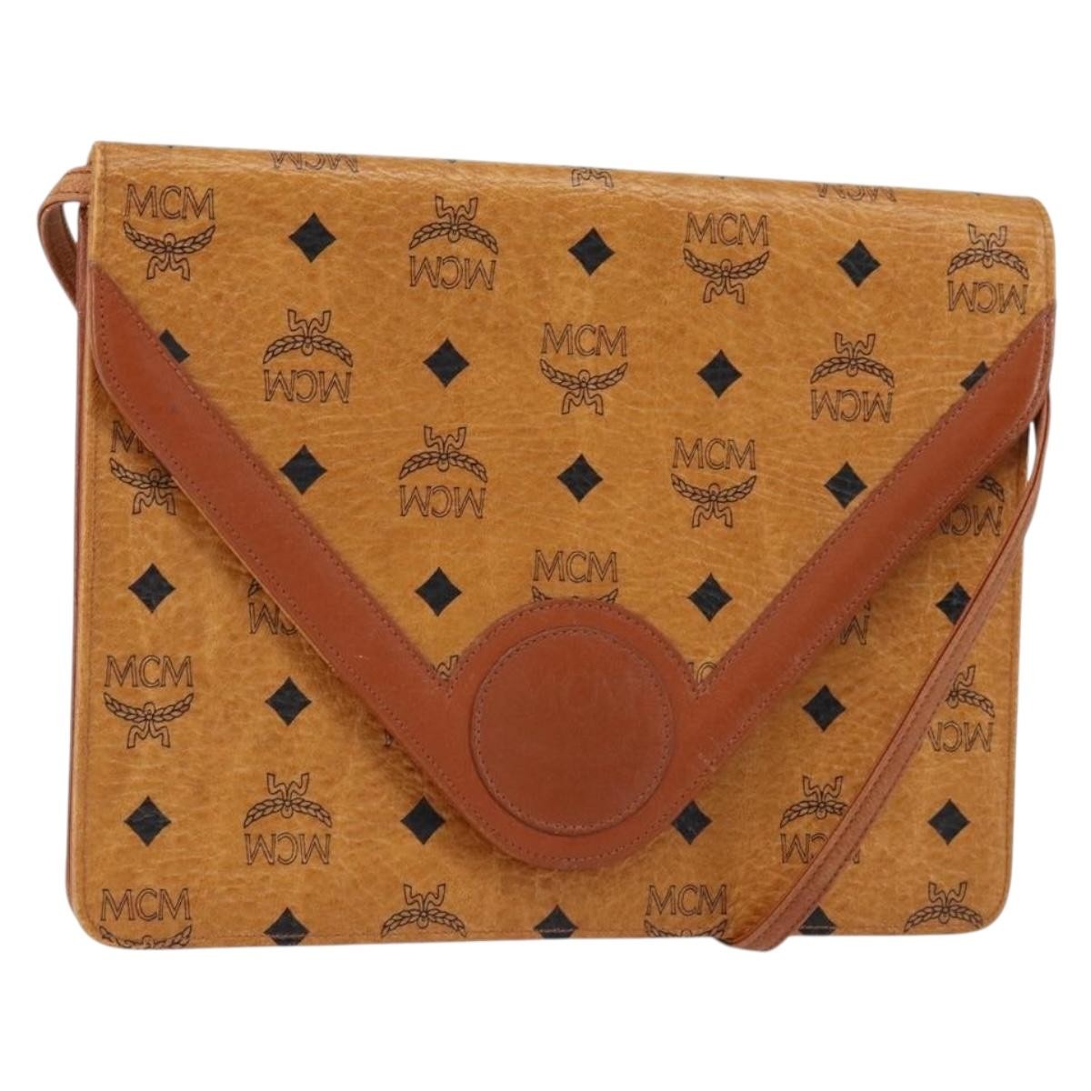 MCM Visetos Canvas And Leather Brown Canvas Shoulder Bag Bag (Pre-Owned)