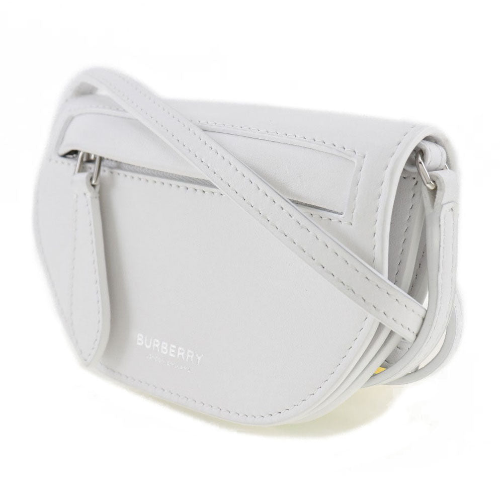 Burberry Olympia White Leather Shoulder Bag (Pre-Owned)
