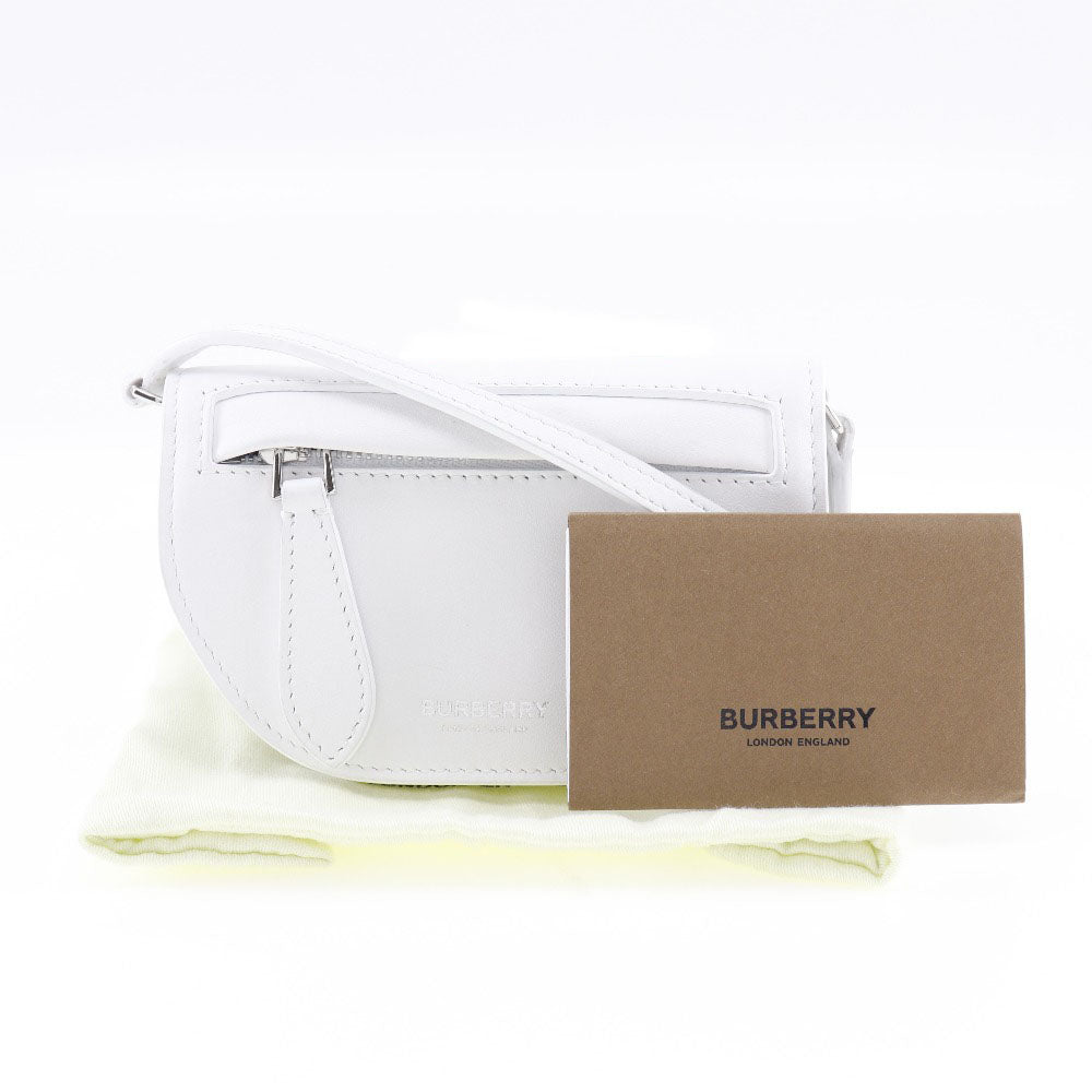 Burberry Olympia White Leather Shoulder Bag (Pre-Owned)