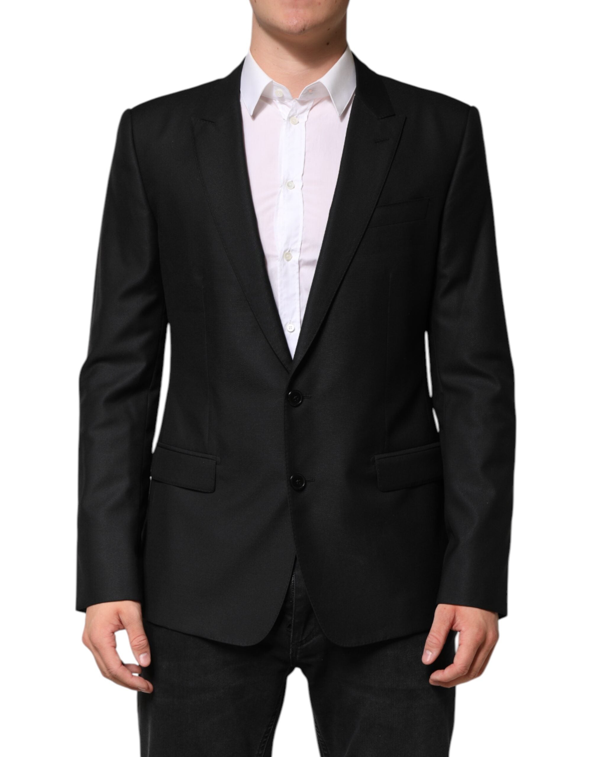 Dolce & Gabbana Black Wool Single Breasted Jacket Men's Blazer