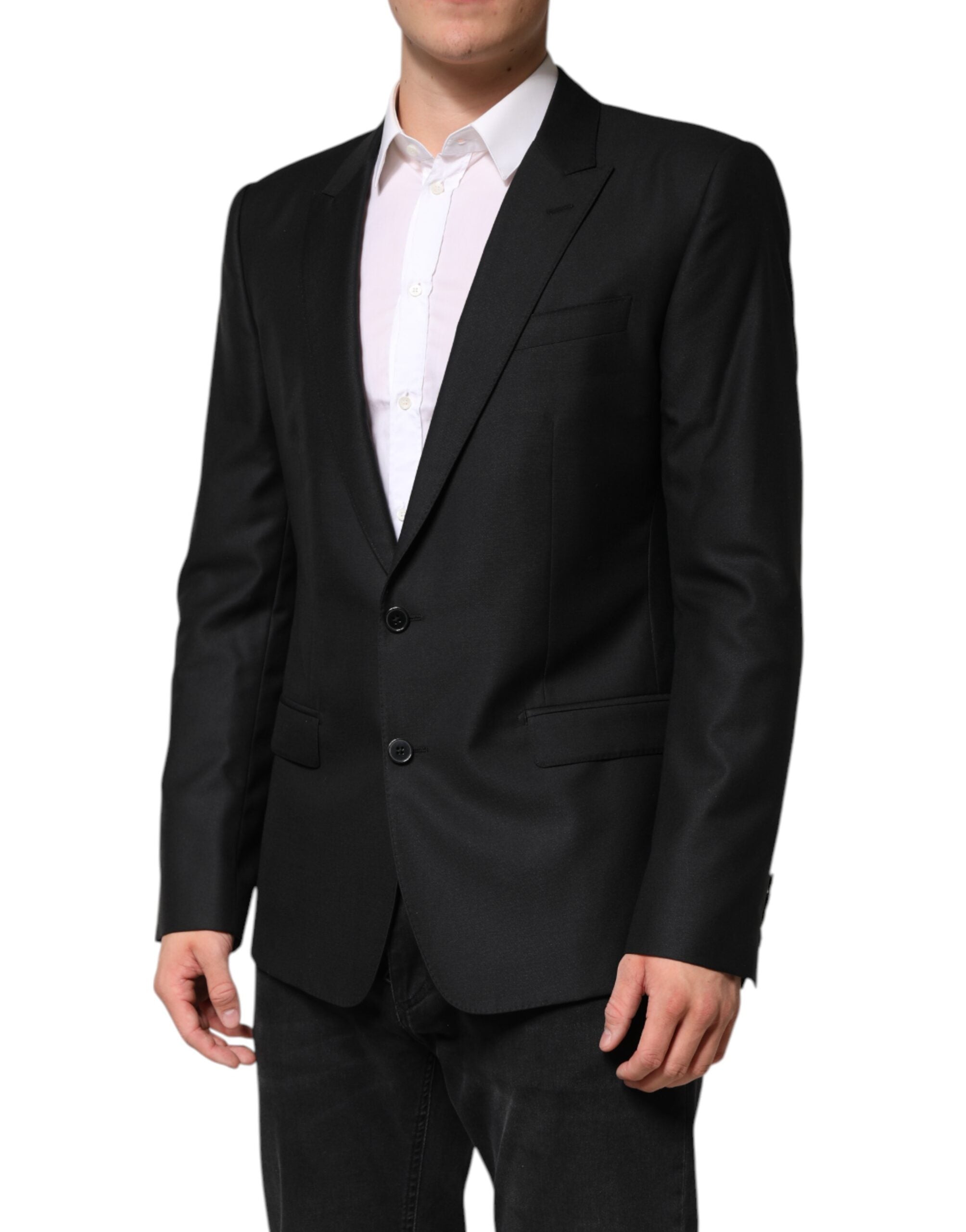 Dolce & Gabbana Black Wool Single Breasted Jacket Men's Blazer