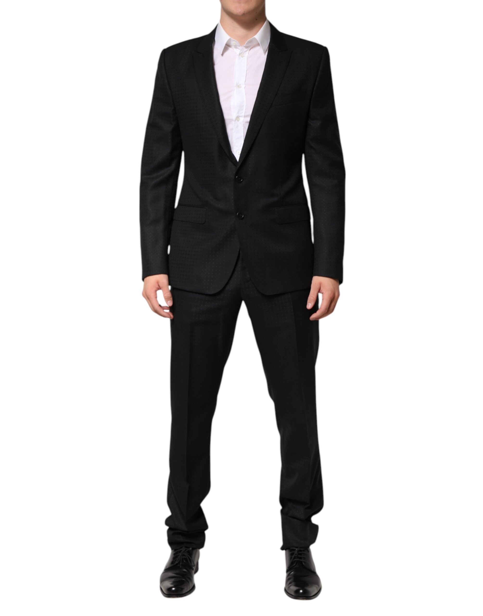 Dolce & Gabbana Dark Gray Jacquard Single Breasted 2 Piece Men's Suit
