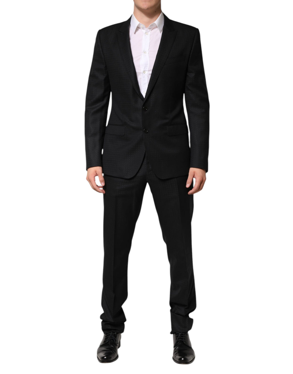 Dolce & Gabbana Dark Gray Jacquard Single Breasted 2 Piece Men's Suit