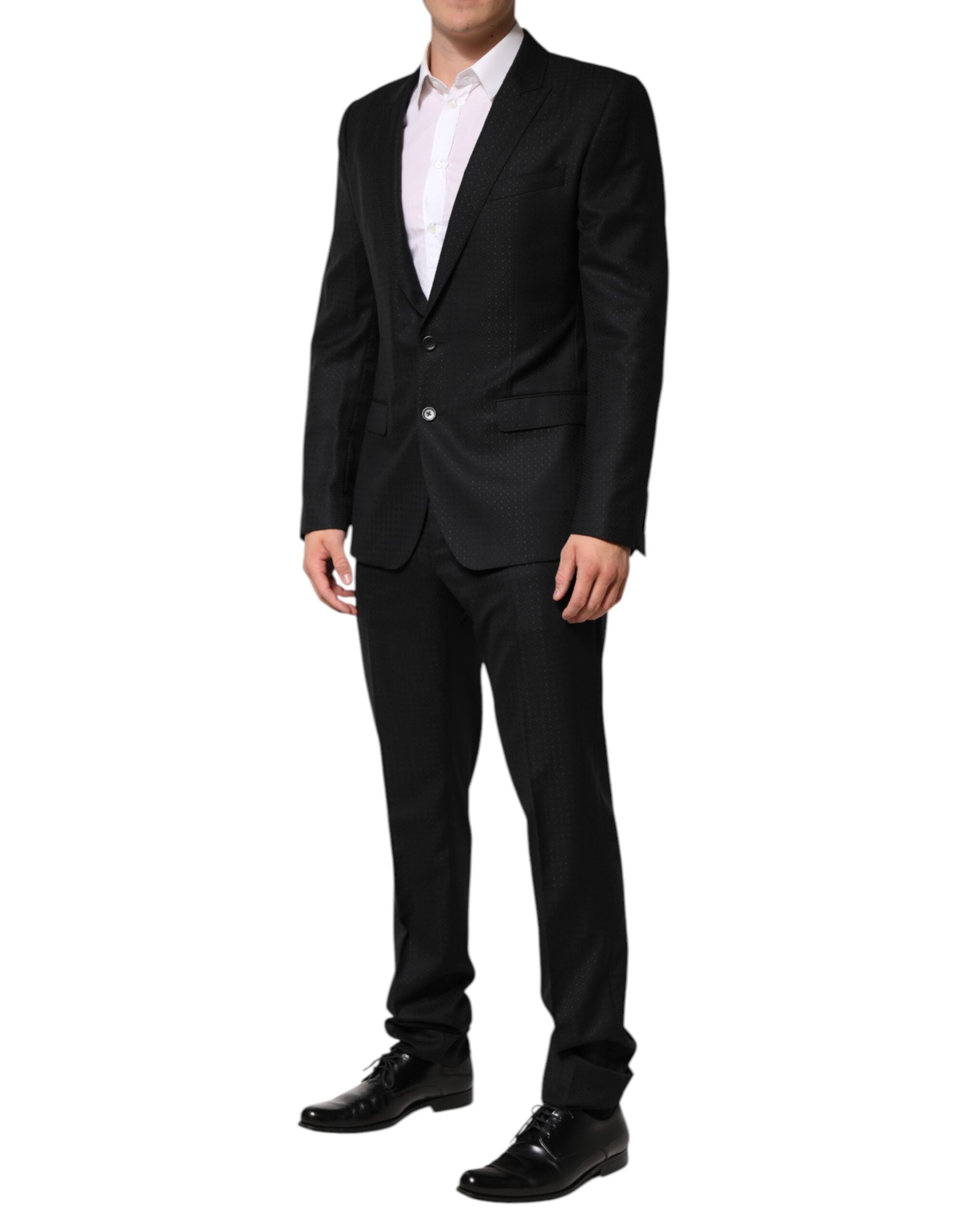 Dolce & Gabbana Dark Gray Jacquard Single Breasted 2 Piece Men's Suit