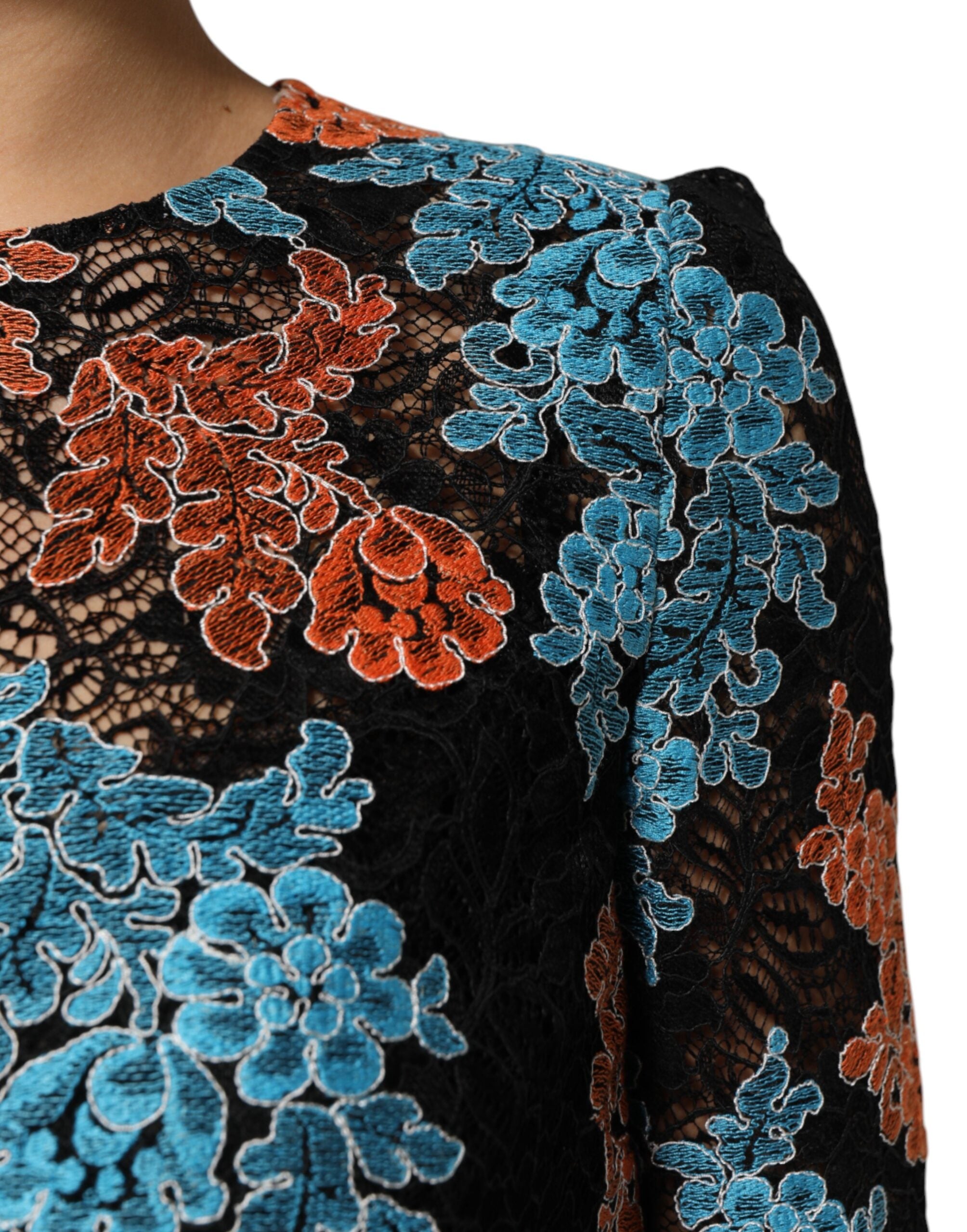 Dolce & Gabbana Multicolor Floral Embroidery Shift Mini Women's Dress