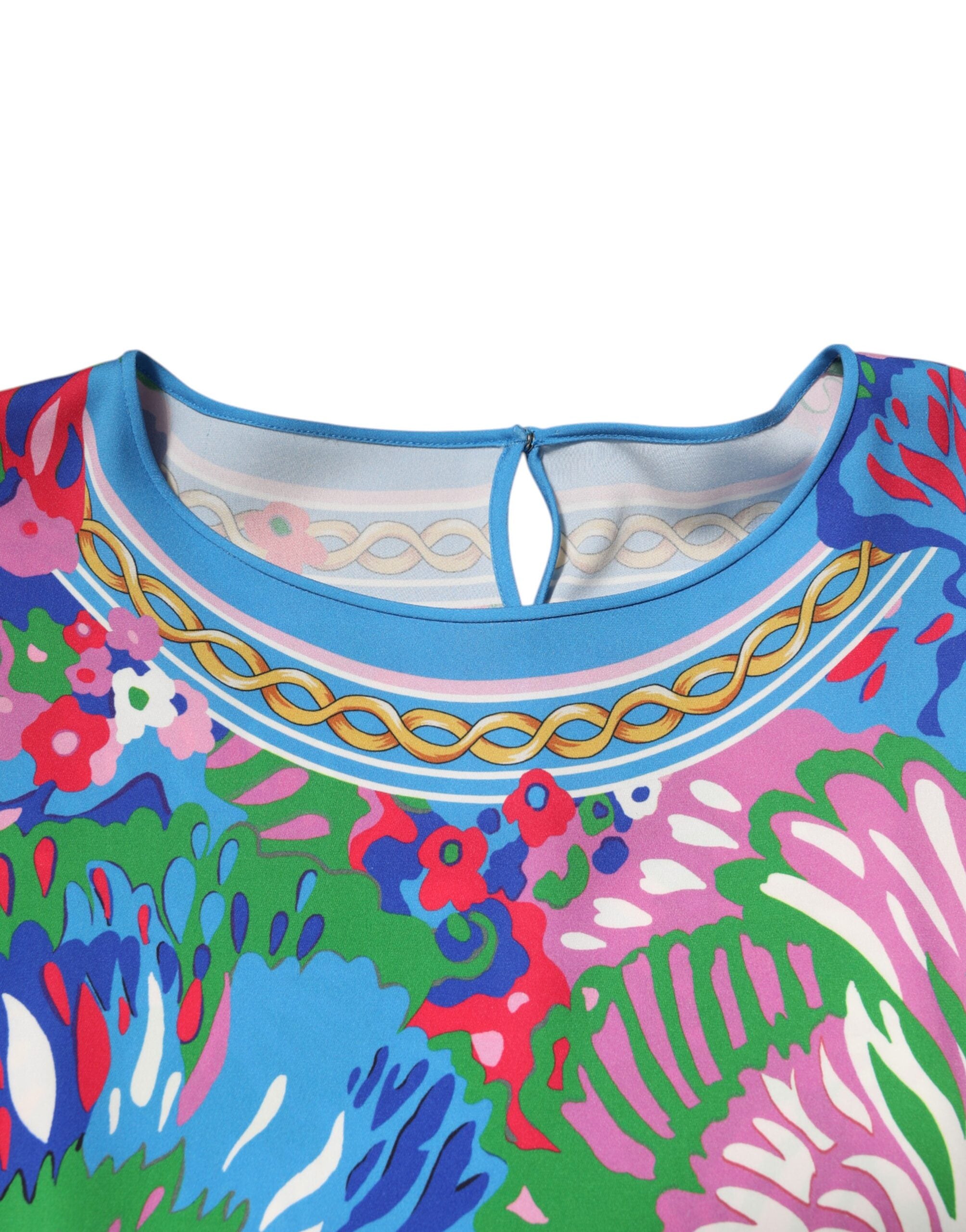 Dolce & Gabbana Multicolor Floral Printed Tunic Blouse Women's Top (Pre-Owned)
