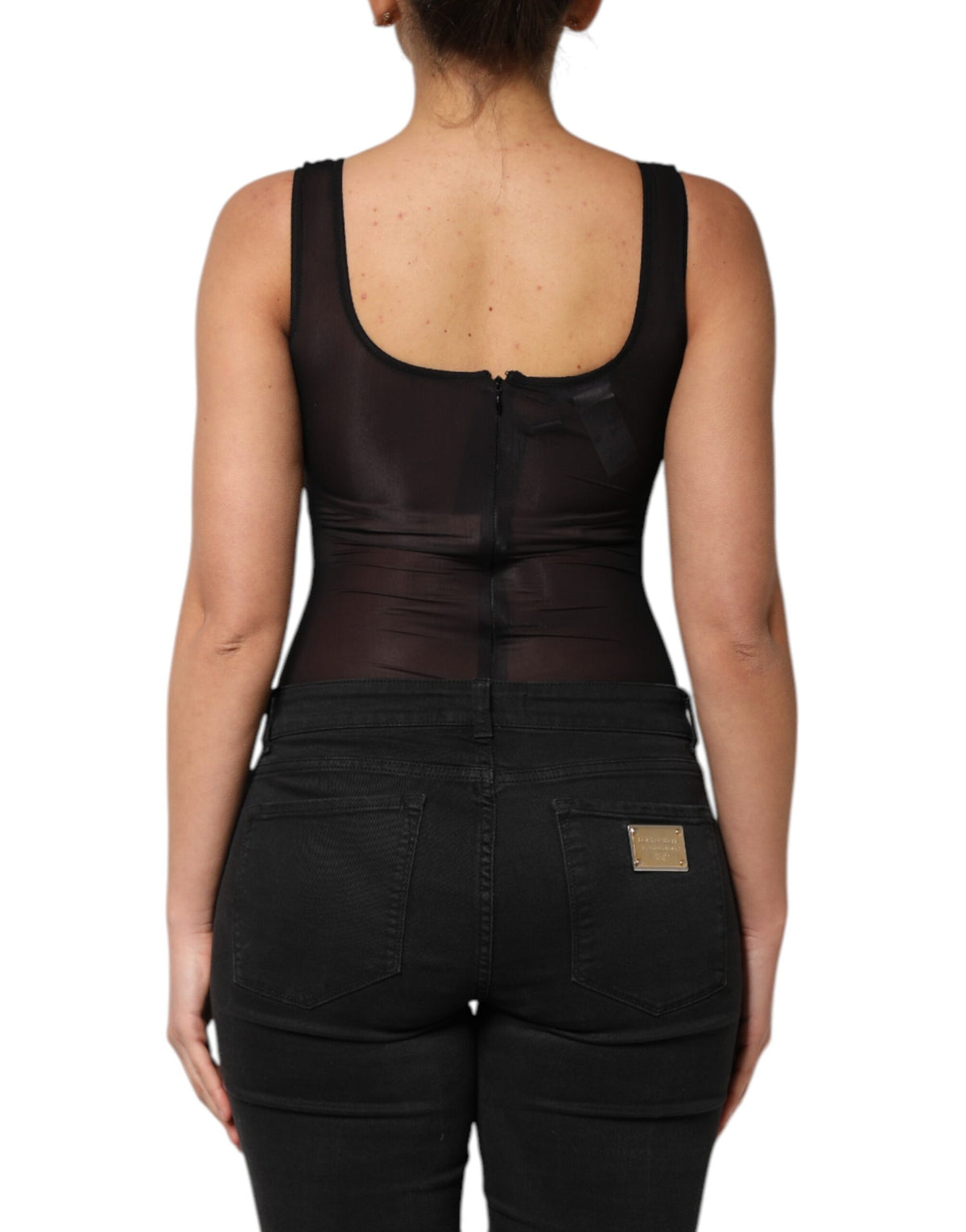 Dolce & Gabbana Black Nylon Sleeveless Round Neck Tank Women's Top (Pre-Owned)