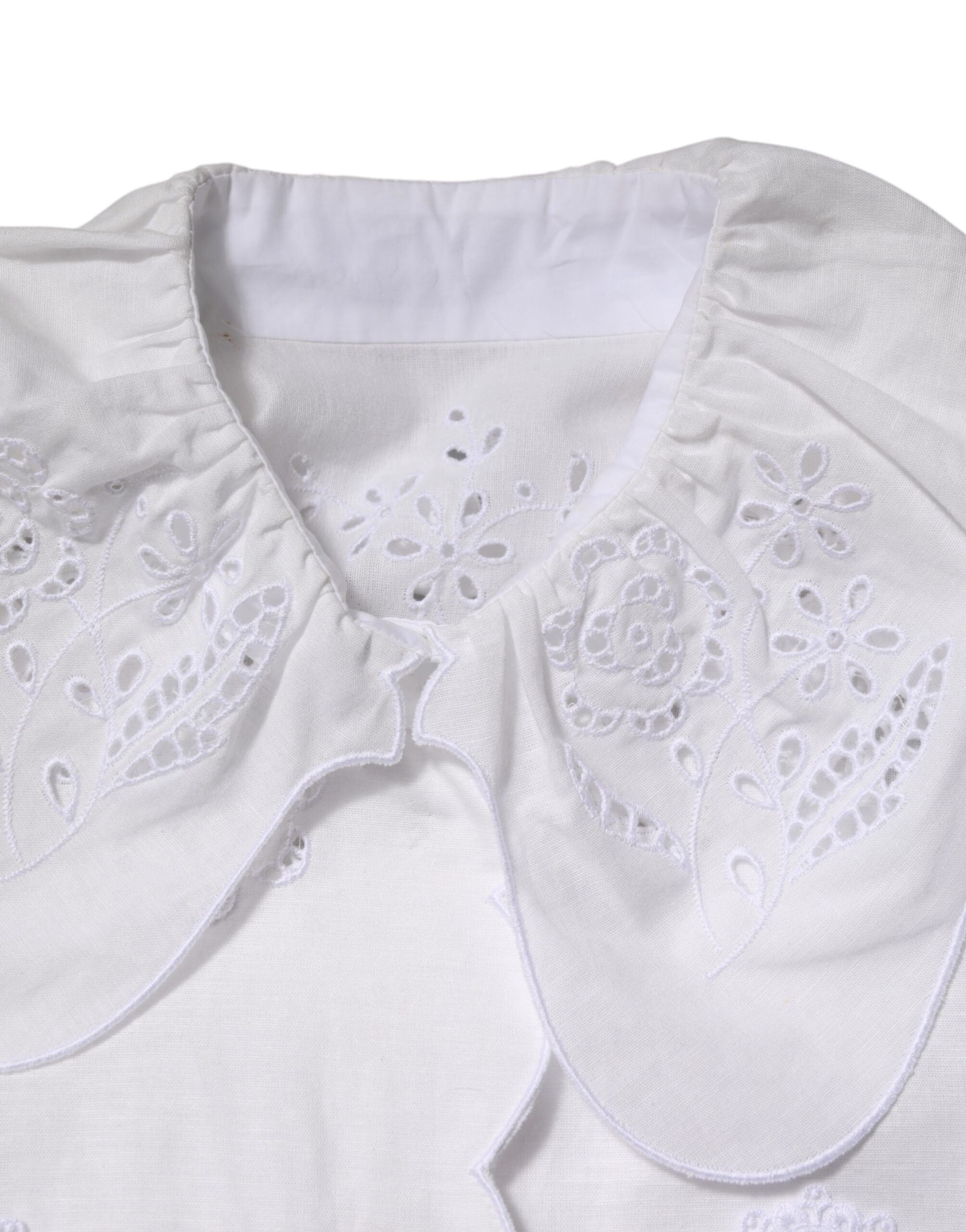 Dolce & Gabbana White Ruffled Lace Embellished Blouse Women's Top