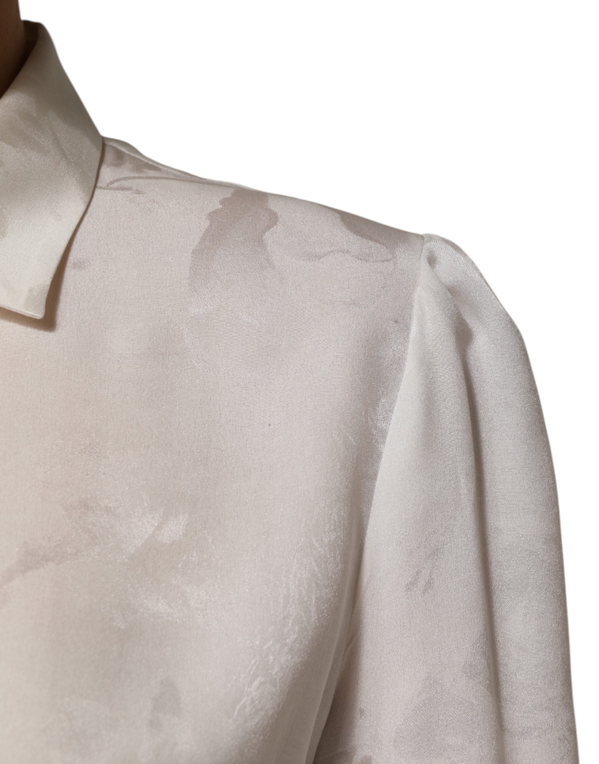 Dolce & Gabbana White Silk Long Sleeves Collared Shirt Women's Top