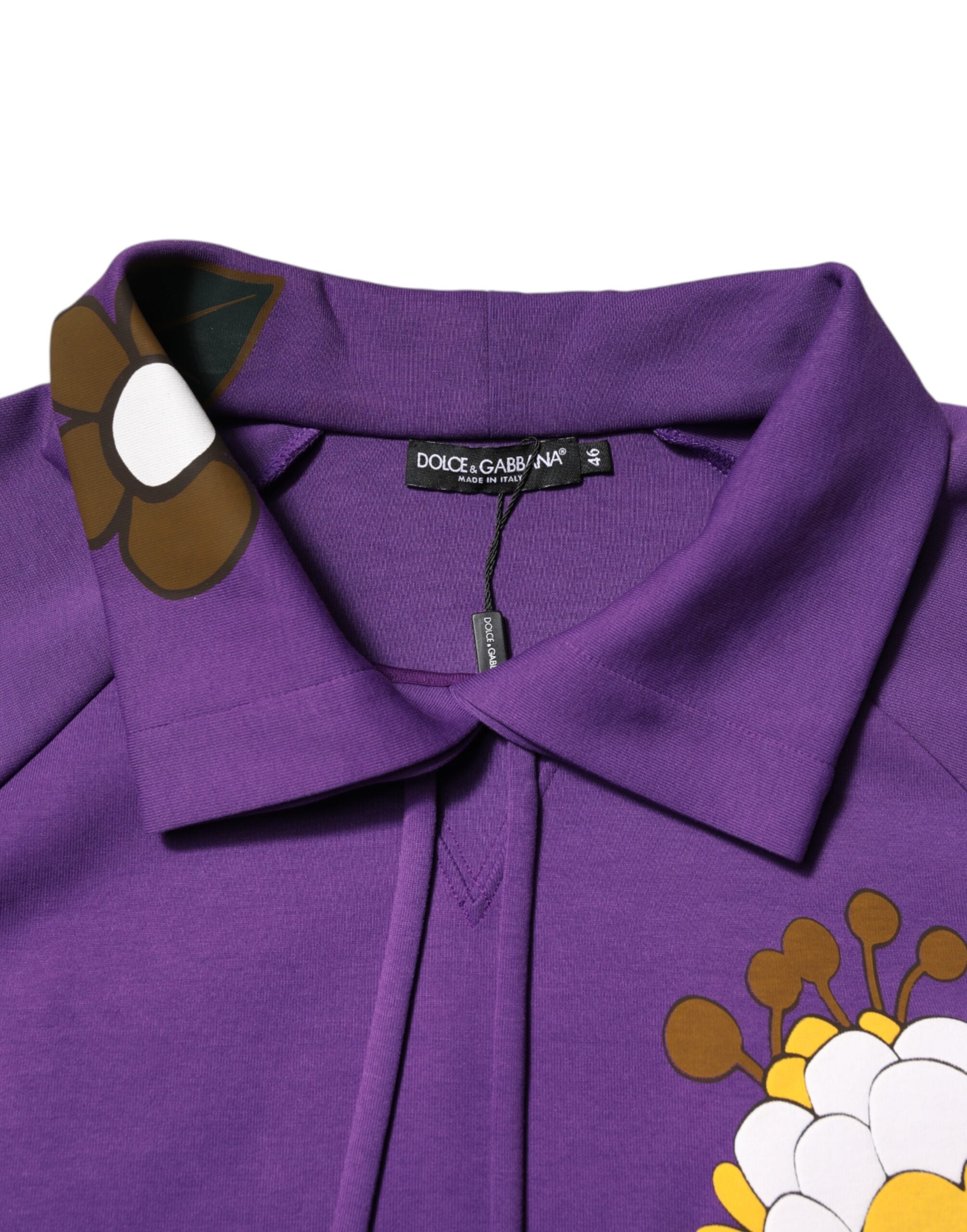 Dolce & Gabbana Purple Floral Print Cotton Long Sleeves Women's Top (Pre-Owned)